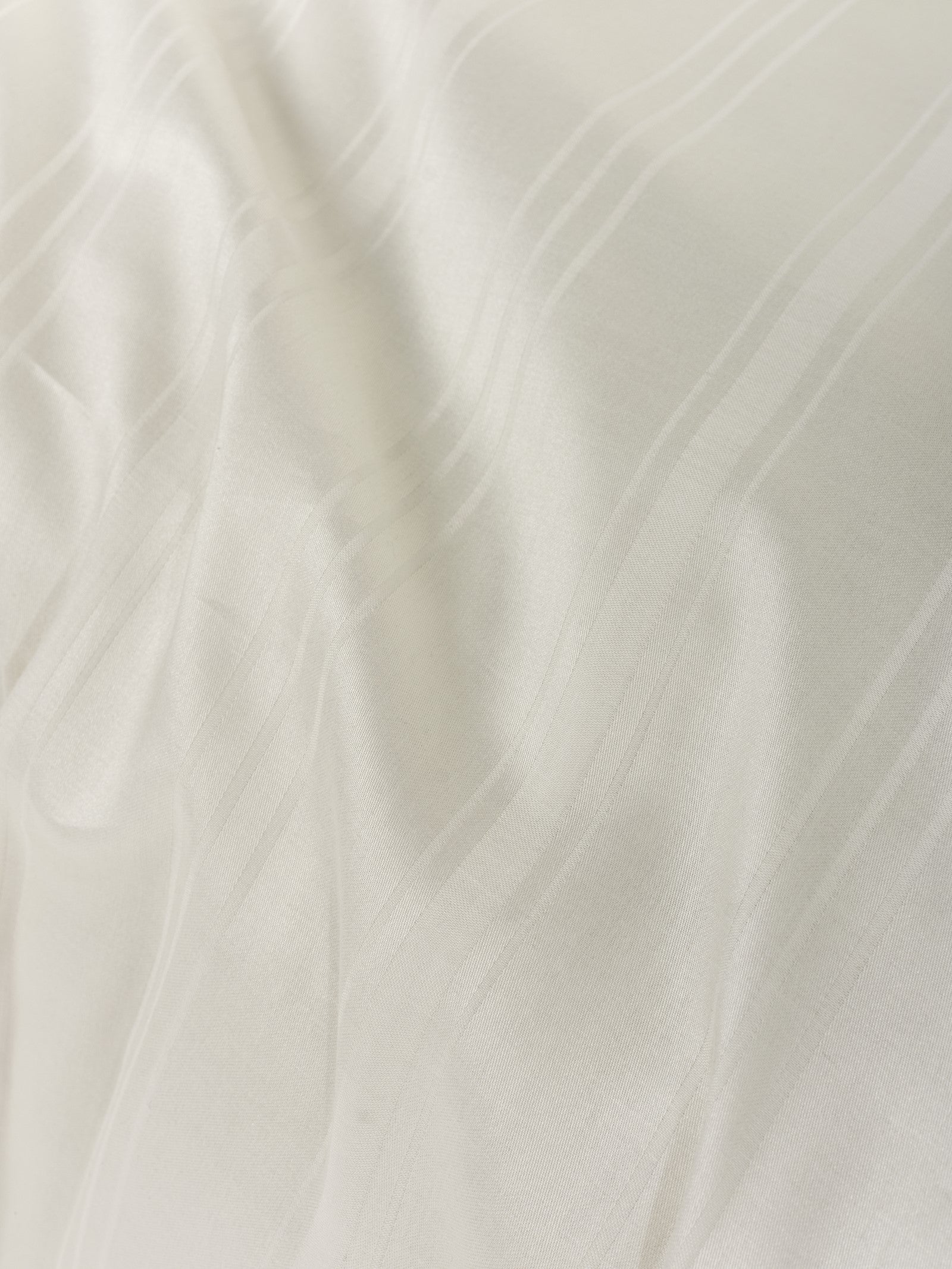 Cotton Box Smart Bamboo Satin Double Duvet Cover Set Stripe Ecru