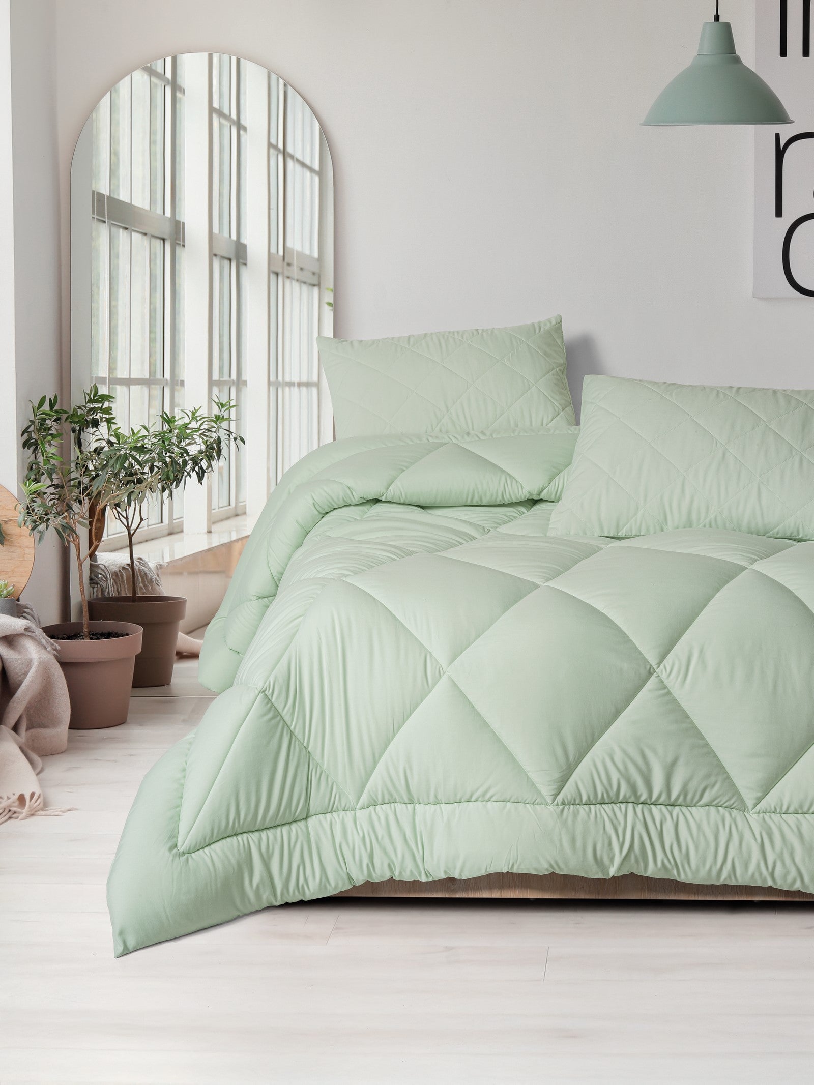 Cotton Box Softwash Double Comforter Set Sage 180x200 Fitted Sheet