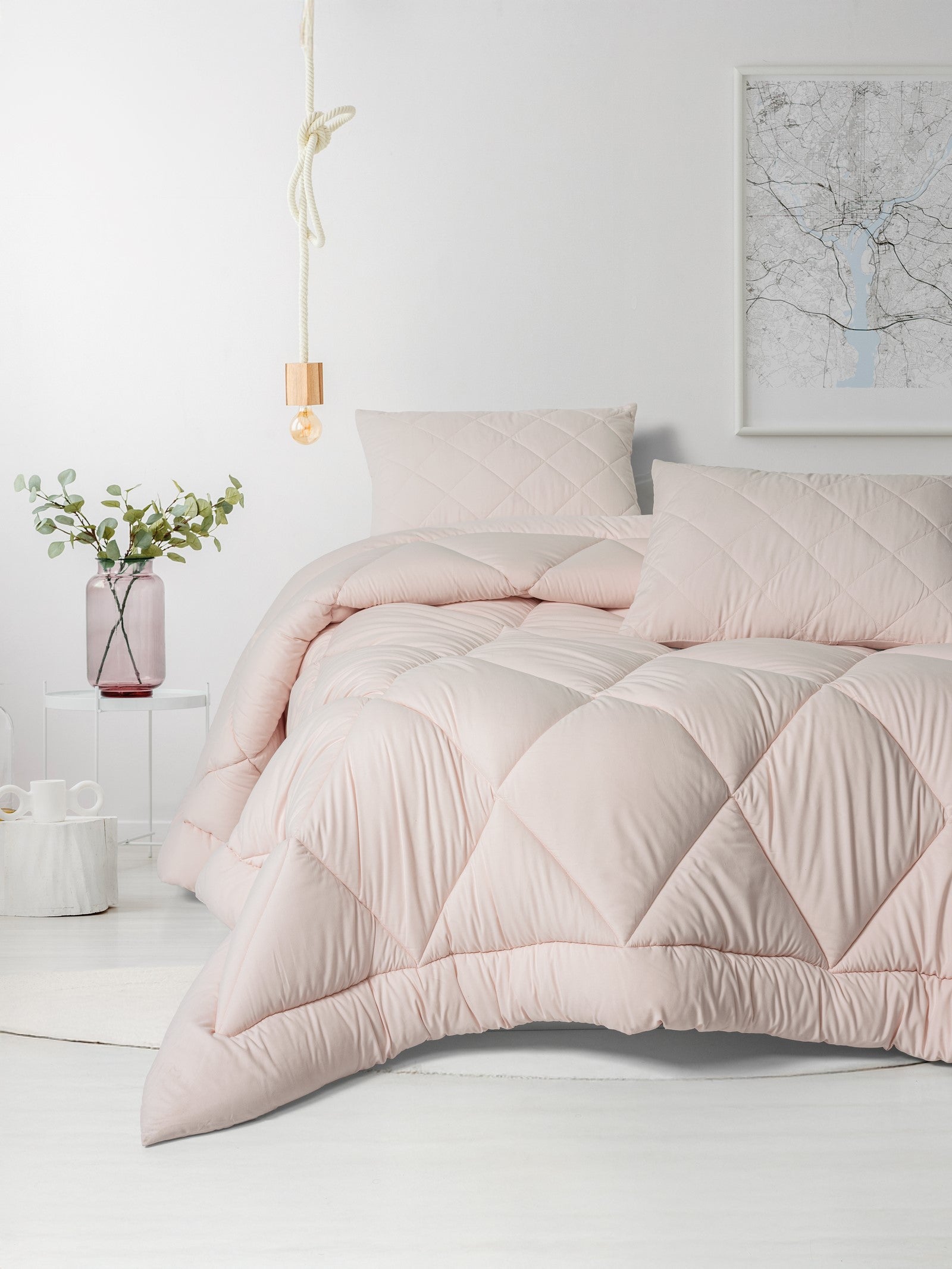 Cotton Box Softwash Double Duvet Set Pink 180x200 Fitted Sheet