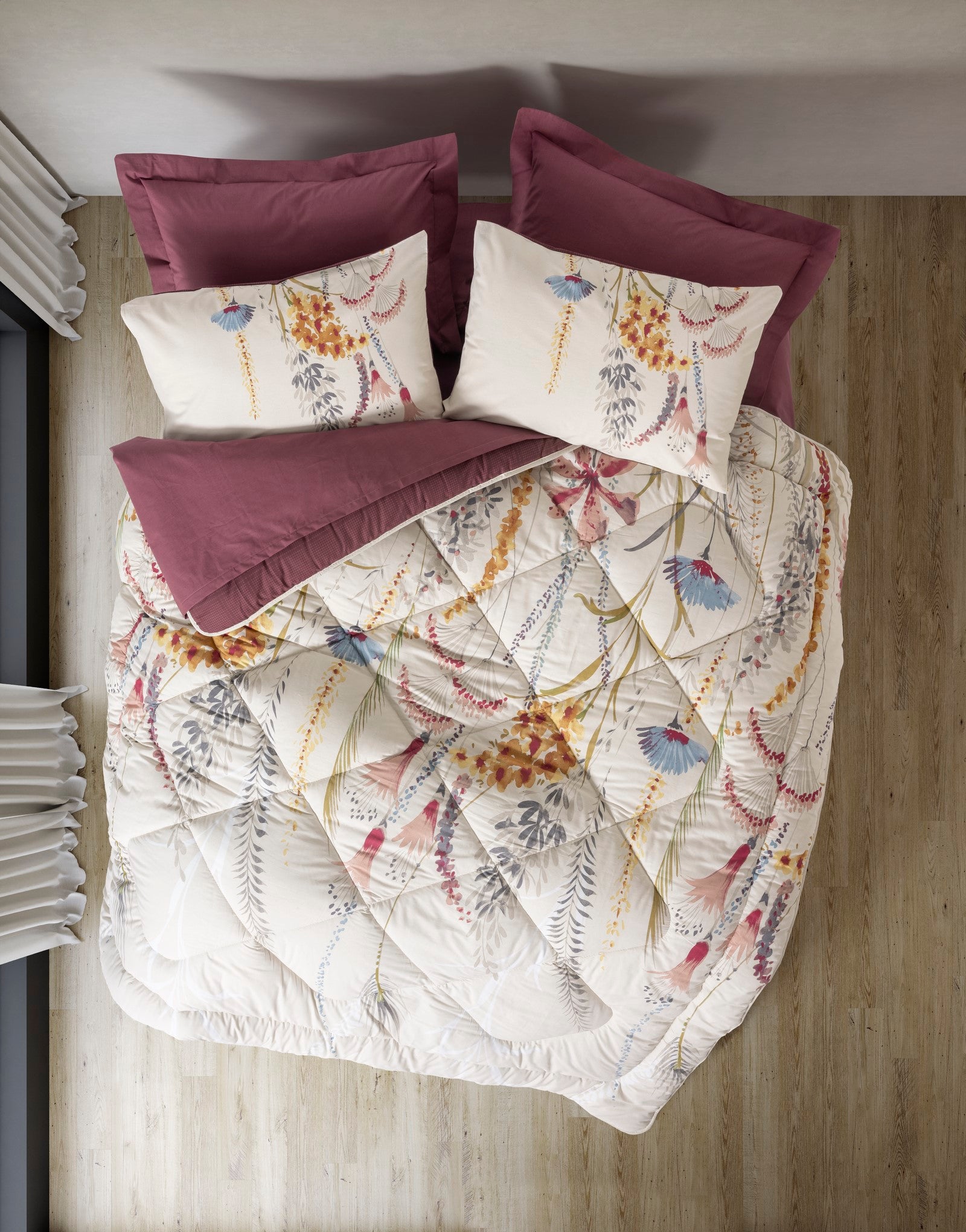 Cotton Box Single Sleeping Set Flos Claret Red