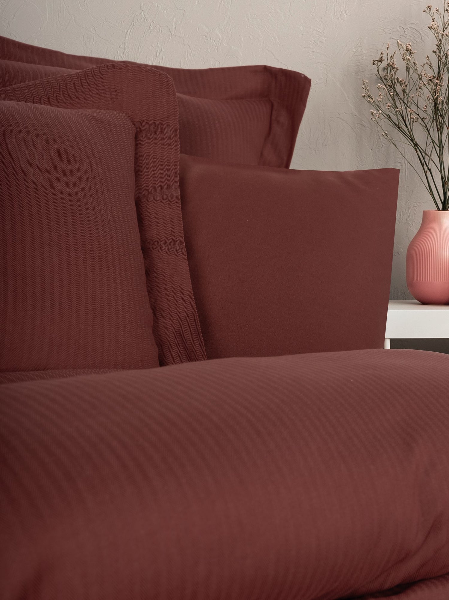 Cotton Box Tensel Craft Çift Kişilik Nevresim Takımı Bordo