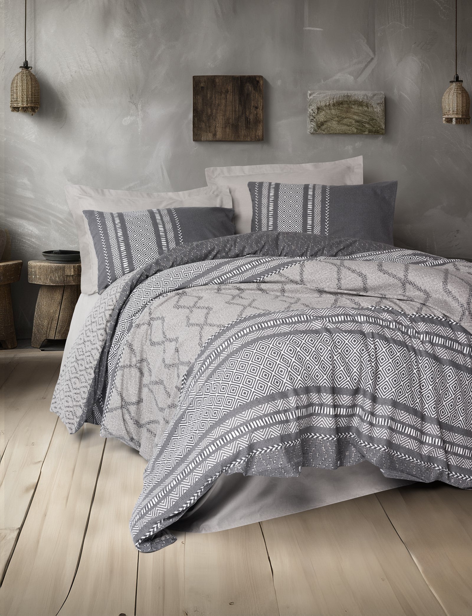 Cotton Box Toprak Double Duvet Cover Set Tonnia Mink