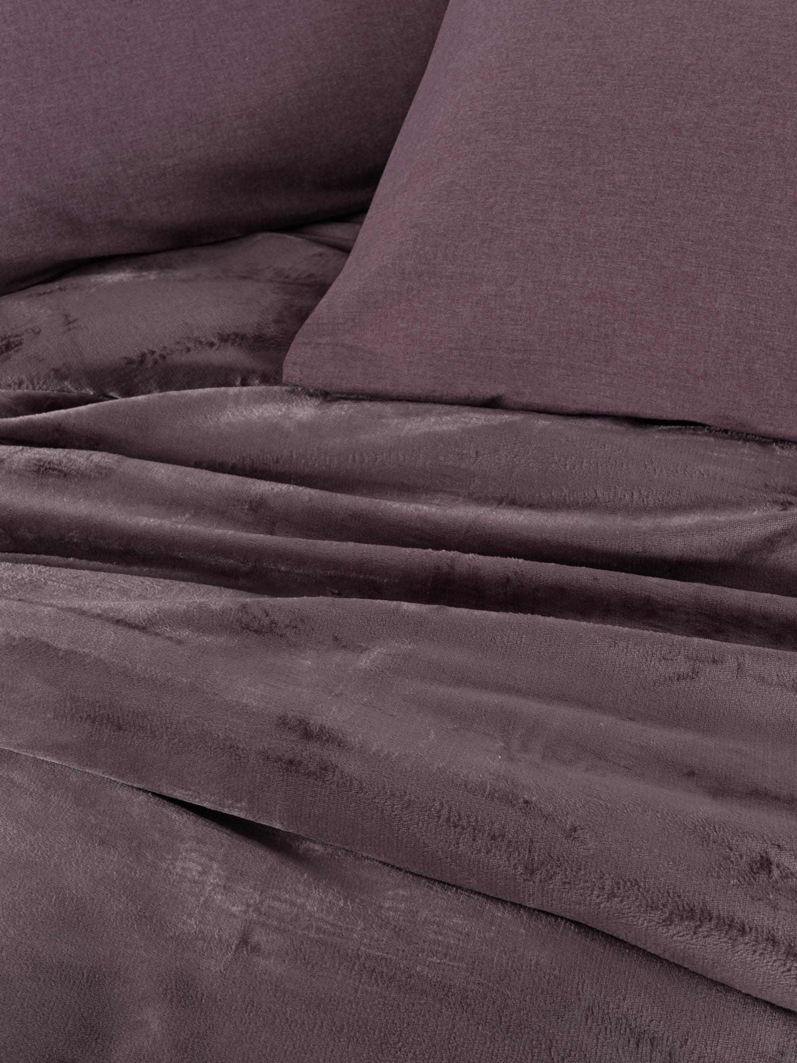 Cotton Box Velvet Double Duvet Cover Set Flossy Plum