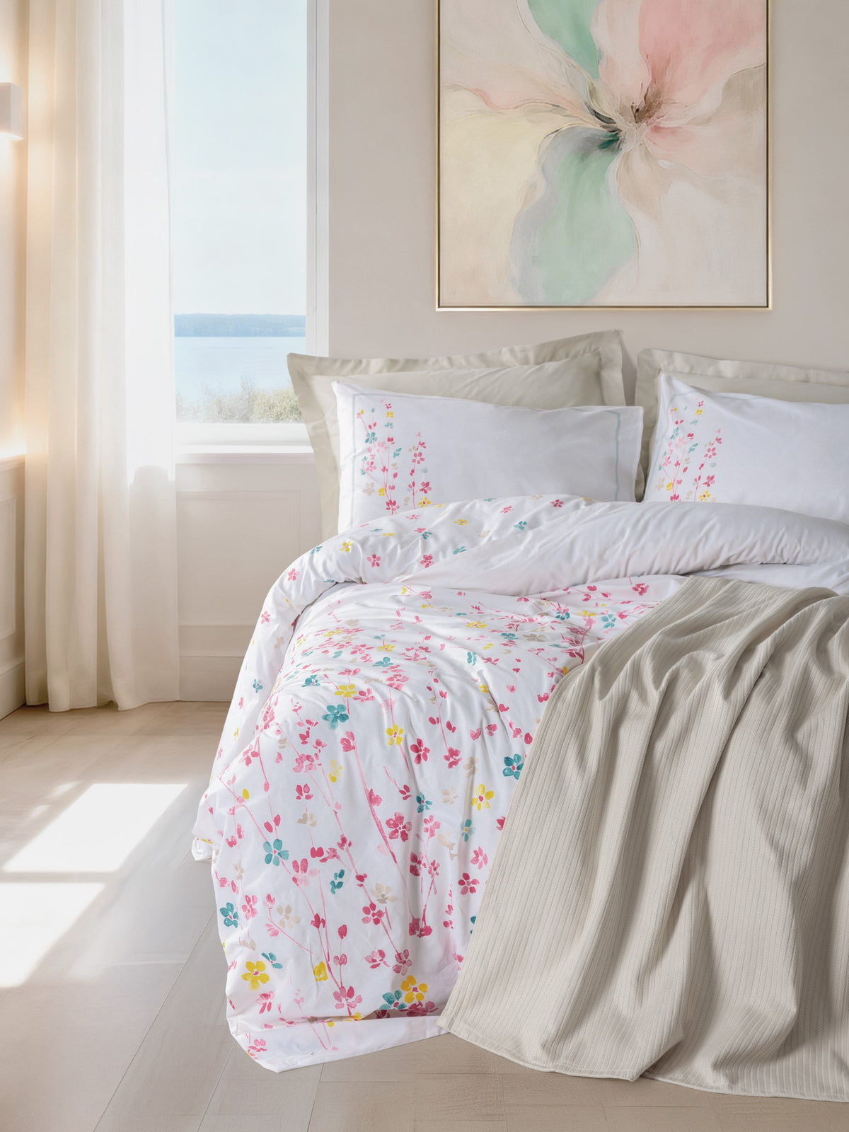 Cotton Box Vivid Double Pique Duvet Cover Set Flare Beige