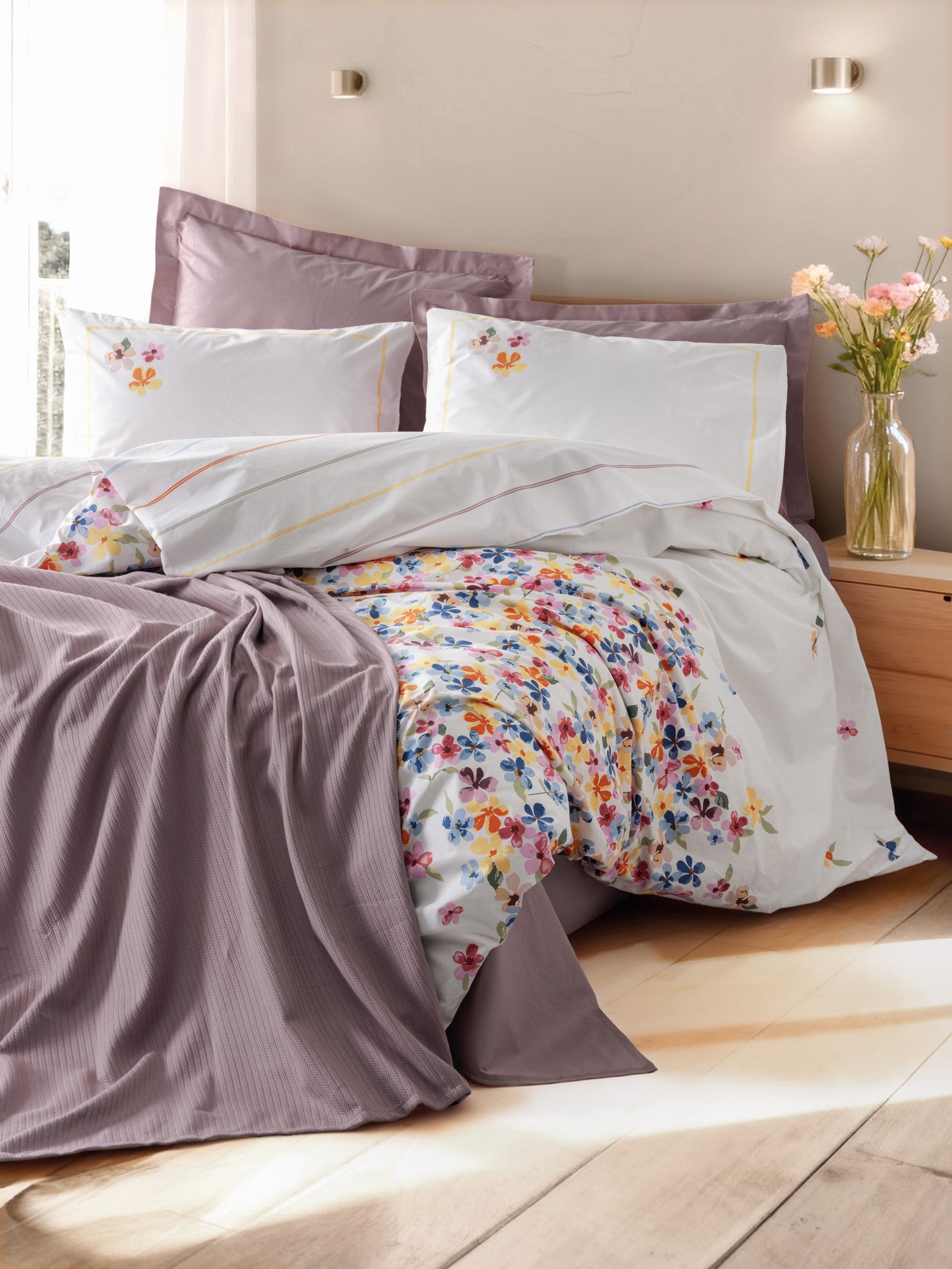 Cotton Box Vivid Single Piqué Duvet Cover Set Flurry Lilac