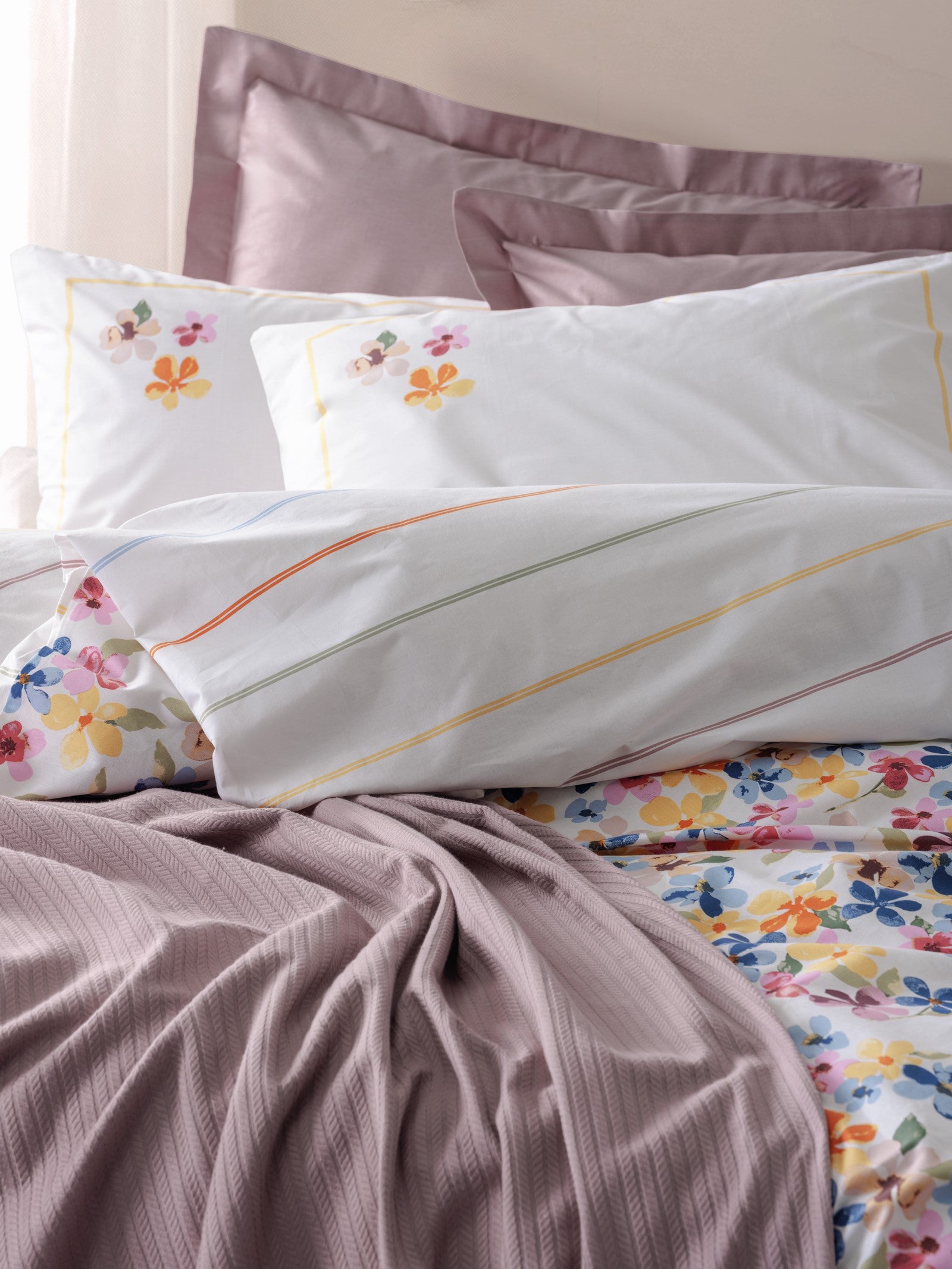 Cotton Box Vivid Single Piqué Duvet Cover Set Flurry Lilac