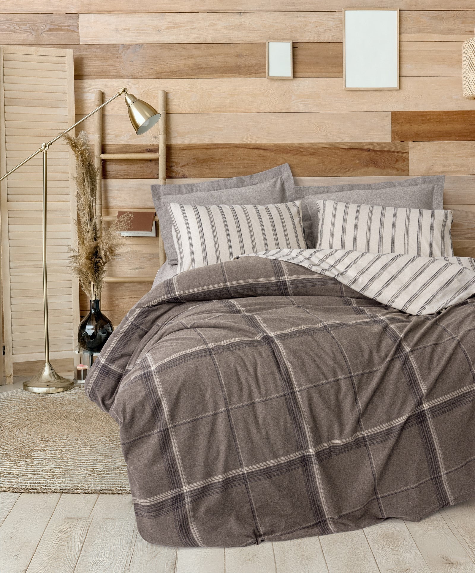 Cotton Box Warm Flannel Double Duvet Cover Set Caldo Coffee