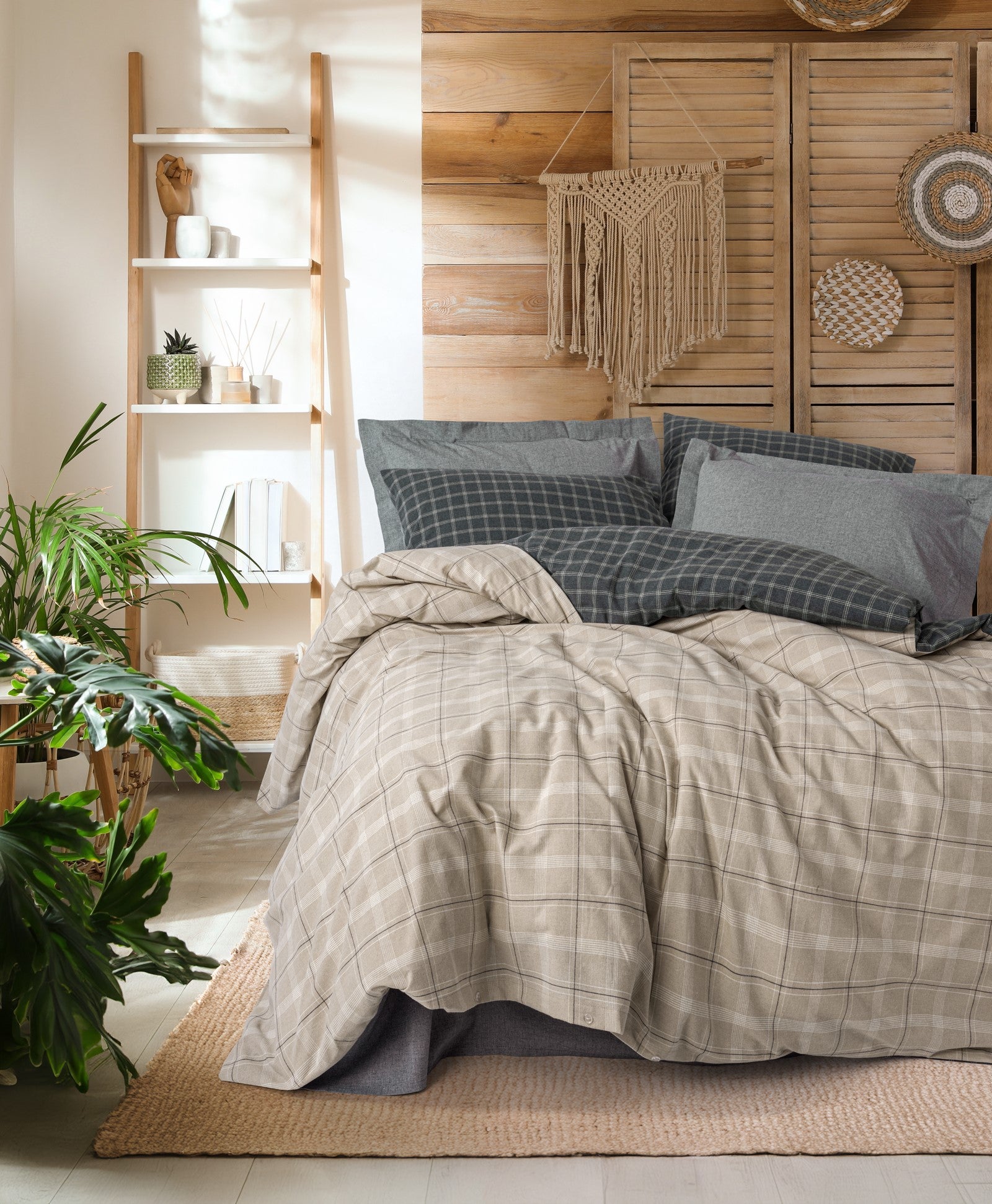 Cotton Box Warm Flannel Double Duvet Cover Set Siiras Gray