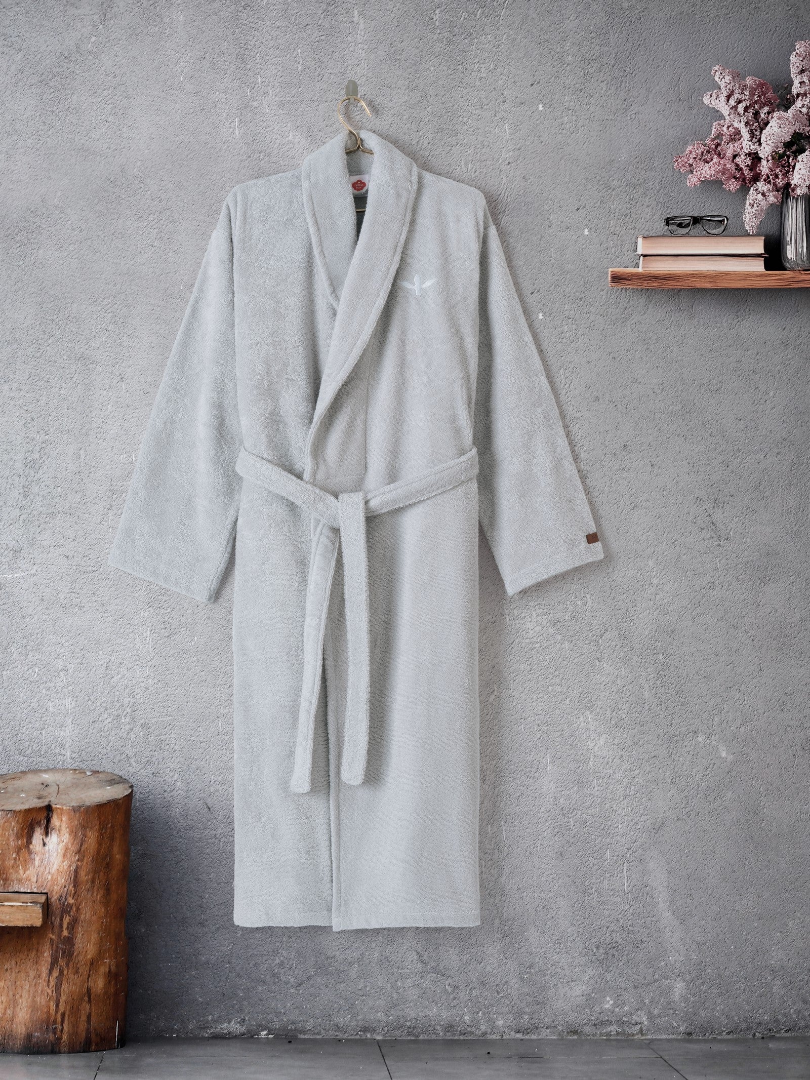 Cotton Box Wellness Bathrobe Stone Gray S/M
