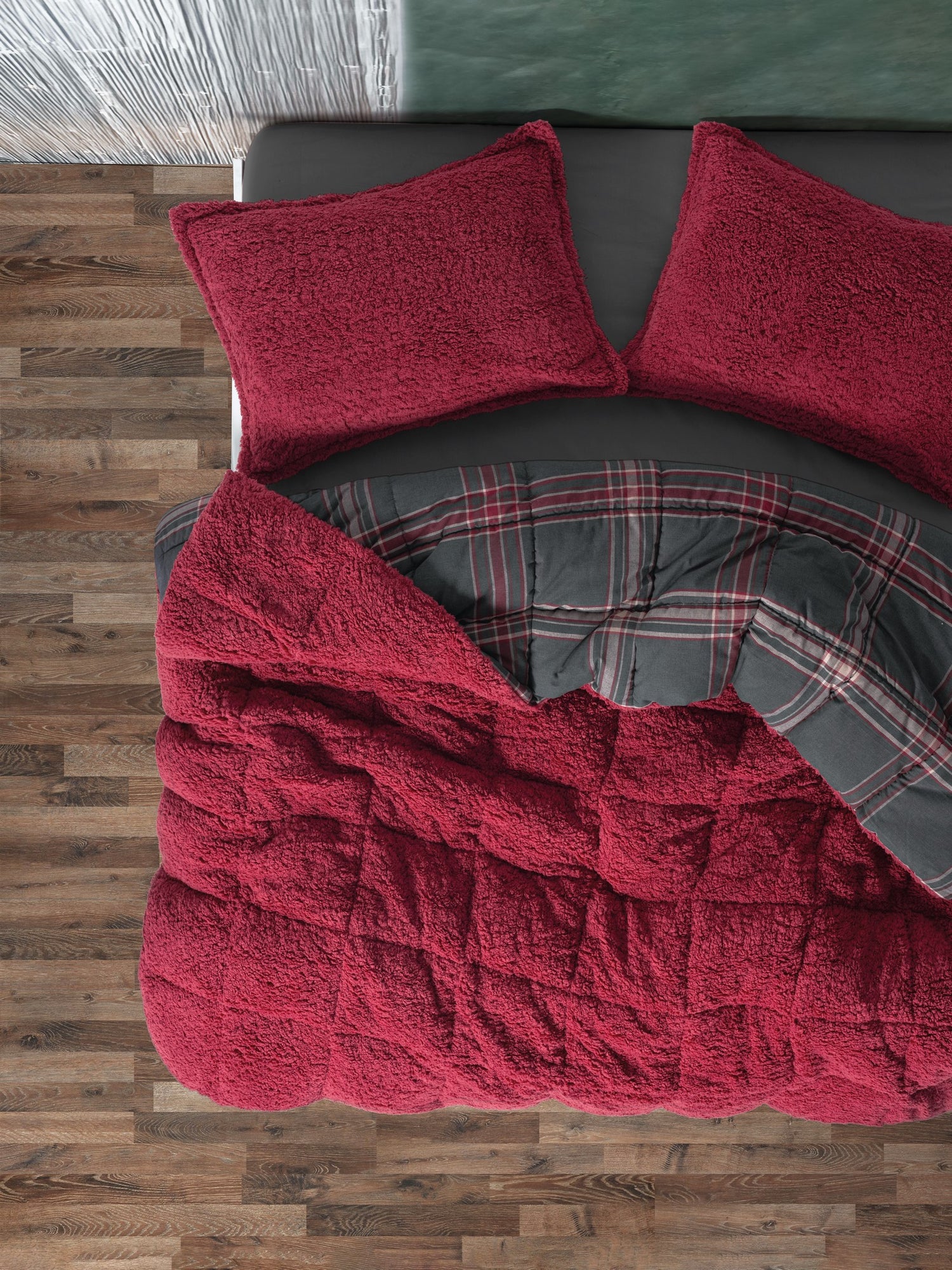 Cozy Home Festive Double Double Sided Plush Quilt Noel Red