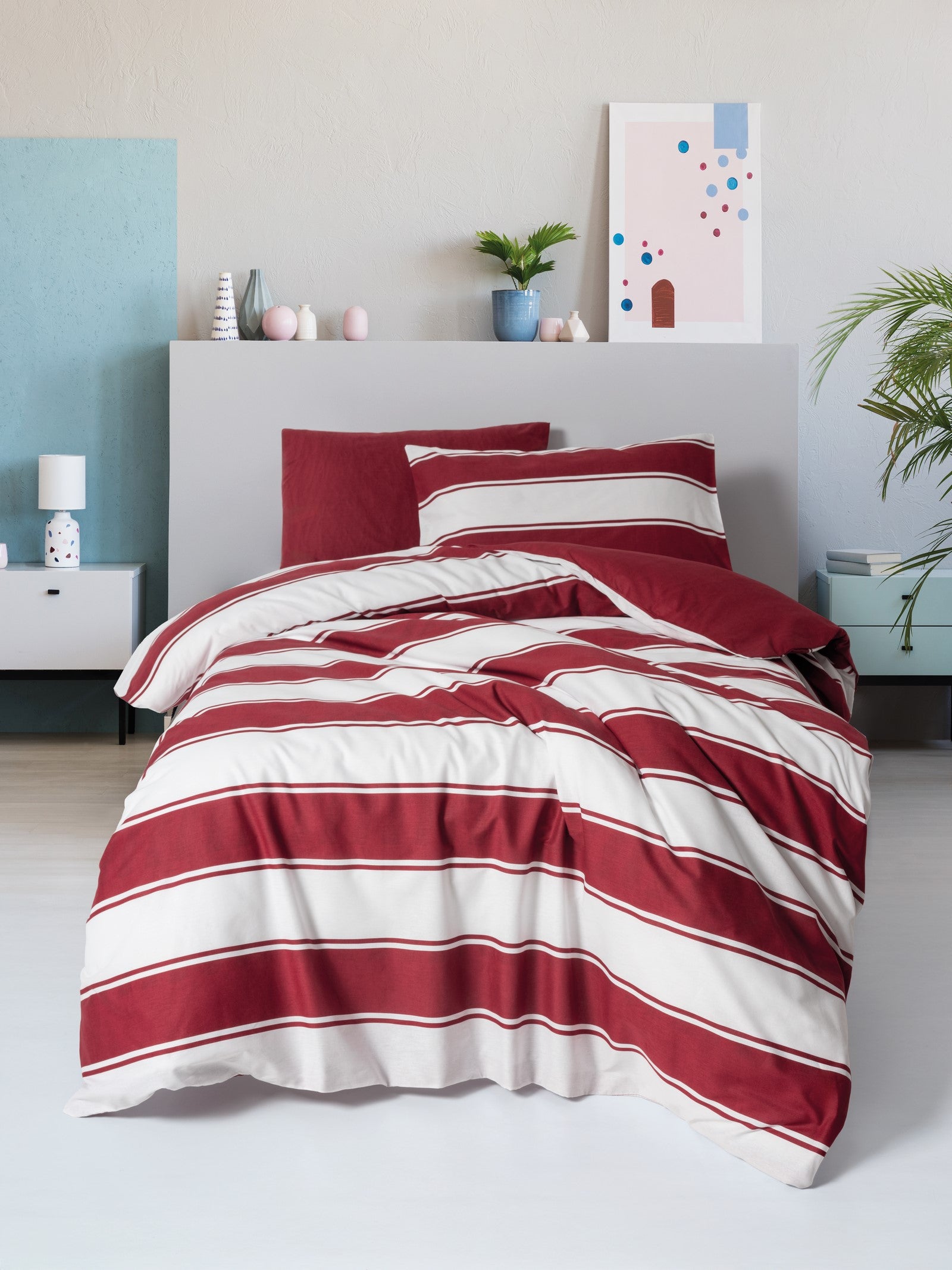 Cozy Home Festive Tek Kişilik Lastikli Çarşaflı Nevresim Takımı Jolly Kırmızı