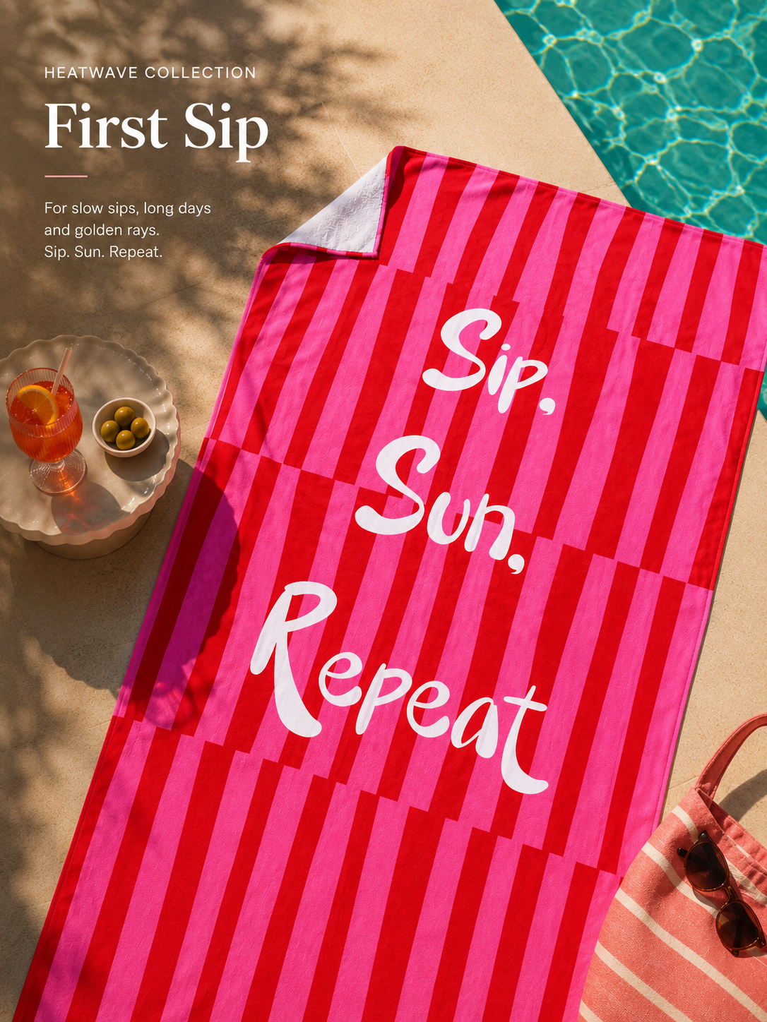 Cozy Home Heatwave Plaj Havlusu First Sip Pembe 90x150