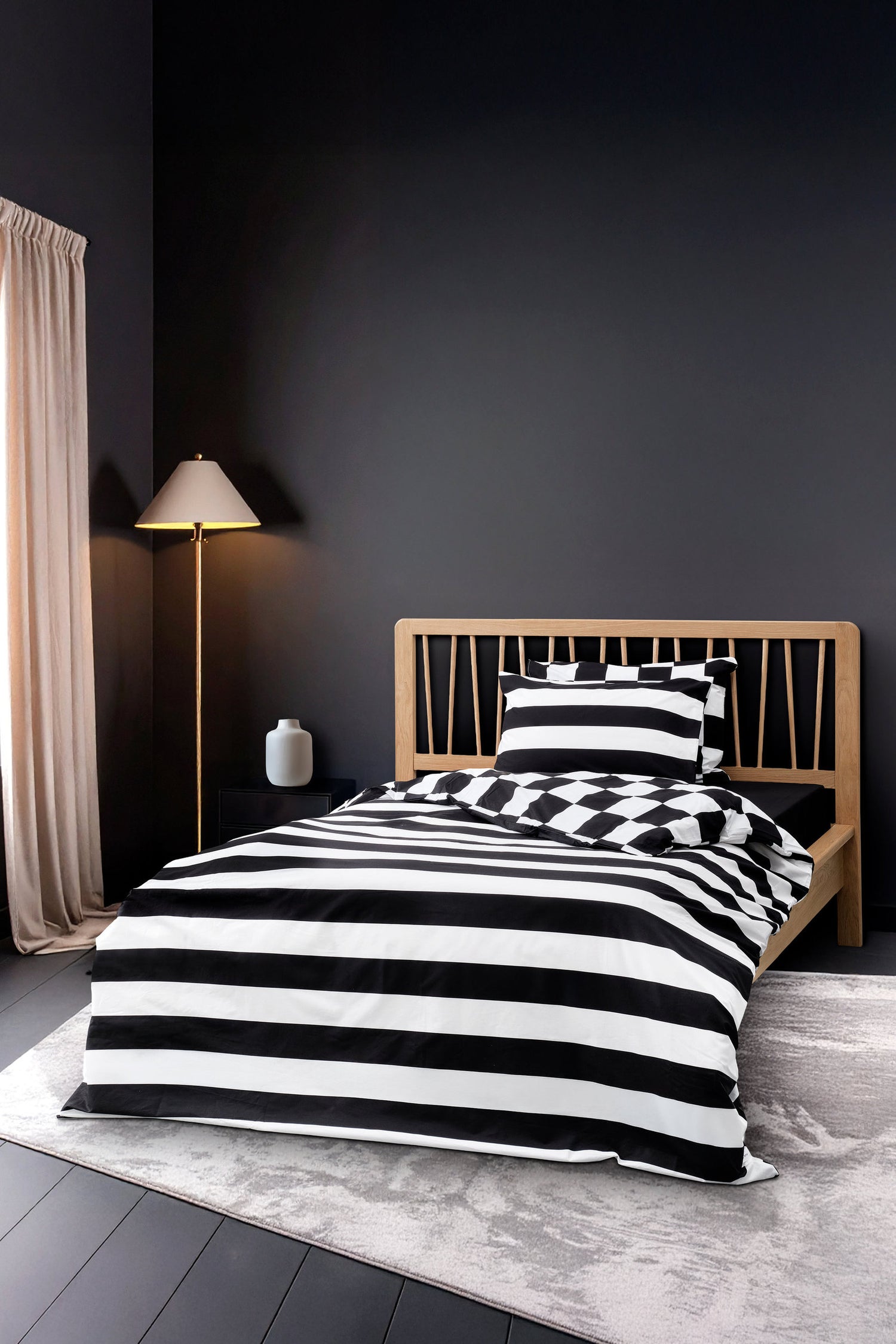 Cozy Home Mono Tek Kişilik Lastikli Çarşaflı Nevresim Takımı Code Siyah