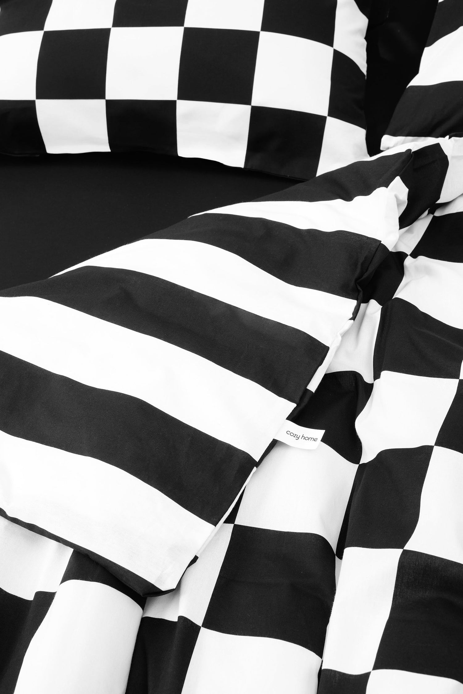 Cozy Home Mono Tek Kişilik Lastikli Çarşaflı Nevresim Takımı Code Siyah