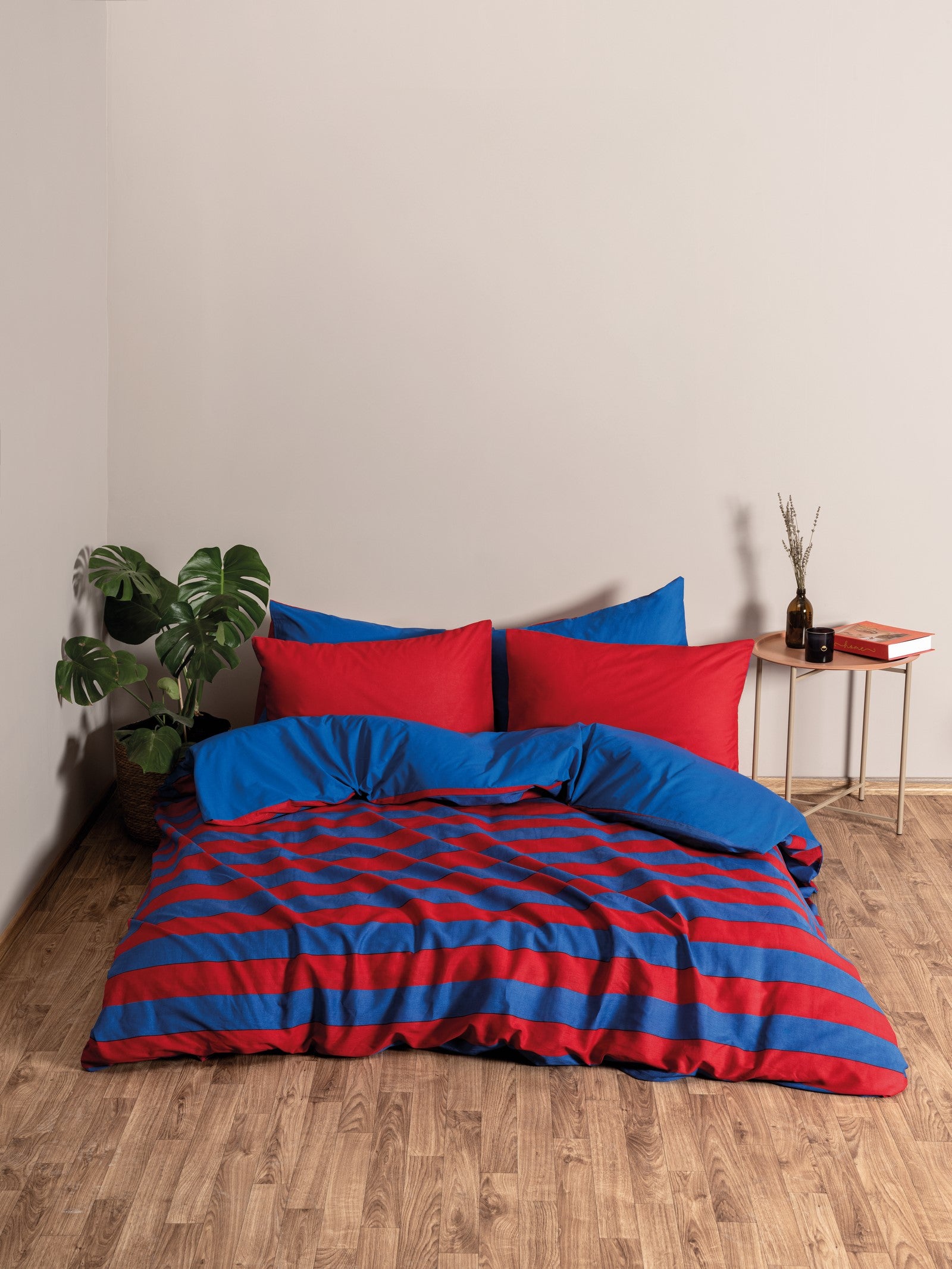 Cozy Home Popping Colors Çift Kişilik Lastikli Çarşaflı Nevresim Takımı Blaze Kırmızı
