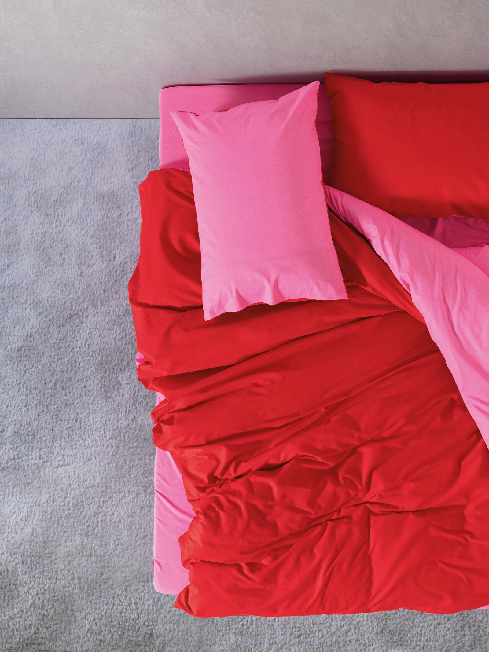 Cozy Home Popping Colors Çift Kişilik Lastikli Çarşaflı Nevresim Takımı Sage Kırmızı-Fuşya