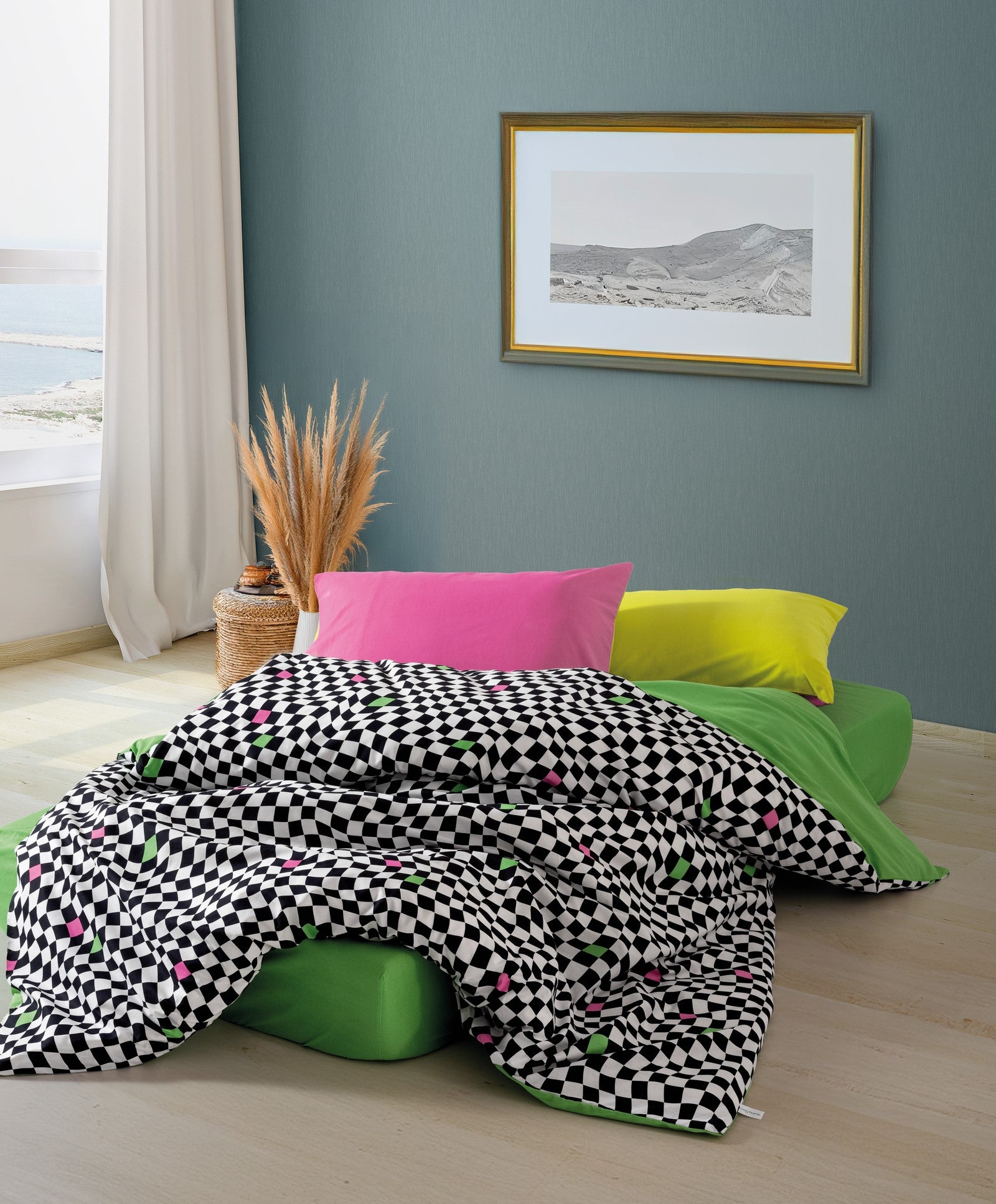 Cozy Home Popping Colors Tek Kişilik Lastikli Çarşaflı Nevresim Takımı Dazzle Yeşil