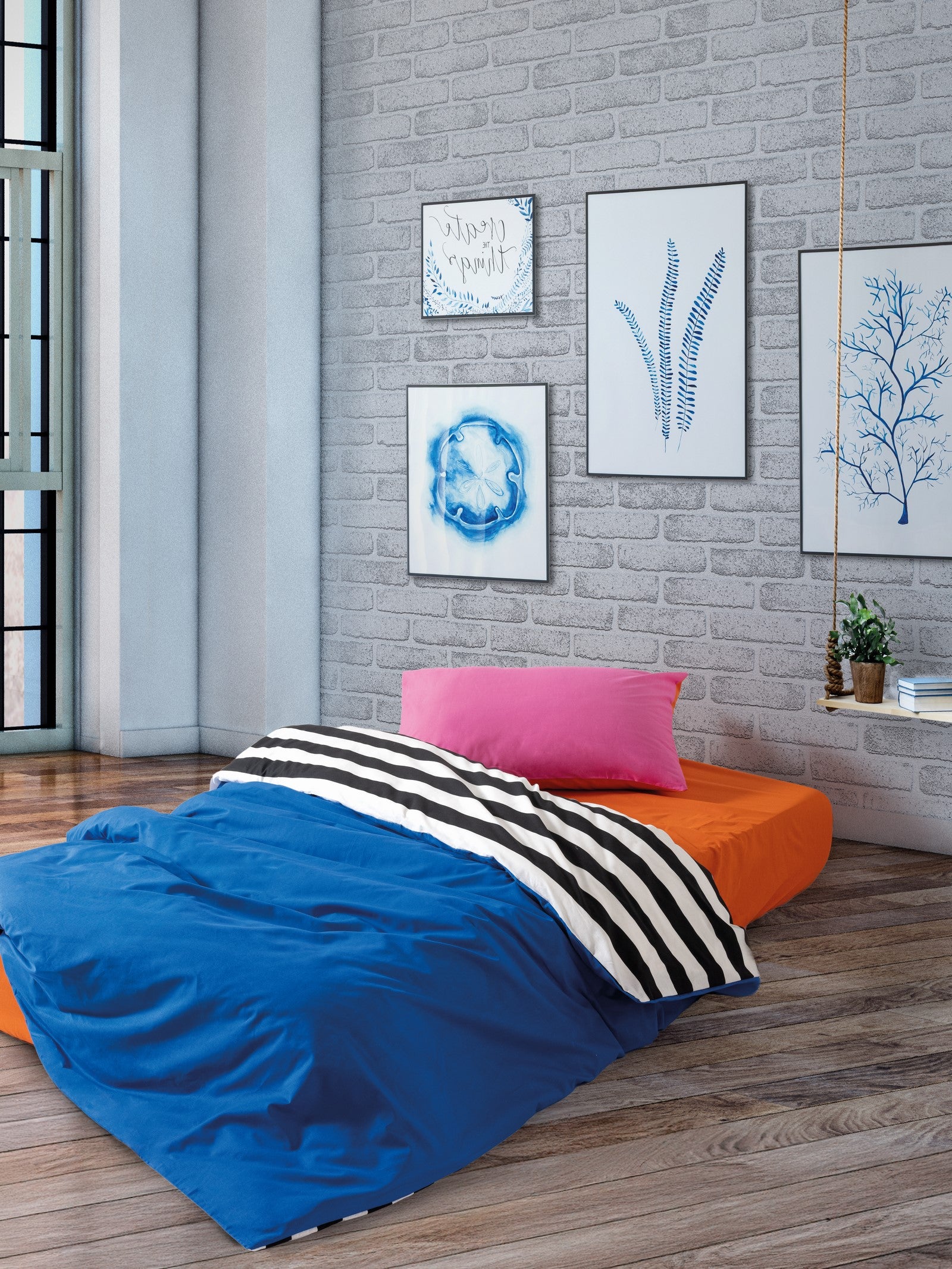 Cozy Home Popping Colors Tek Kişilik Lastikli Çarşaflı Nevresim Takımı Dusk Mavi