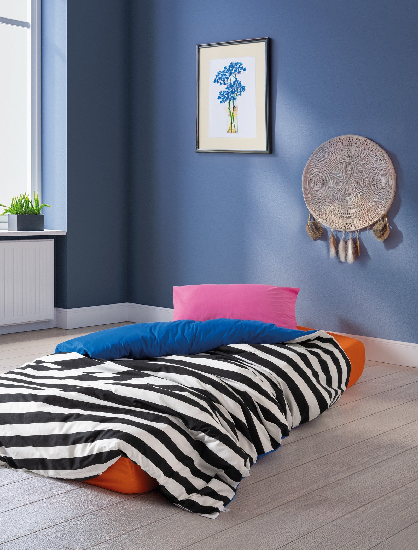 Cozy Home Popping Colors Tek Kişilik Lastikli Çarşaflı Nevresim Takımı Dusk Mavi