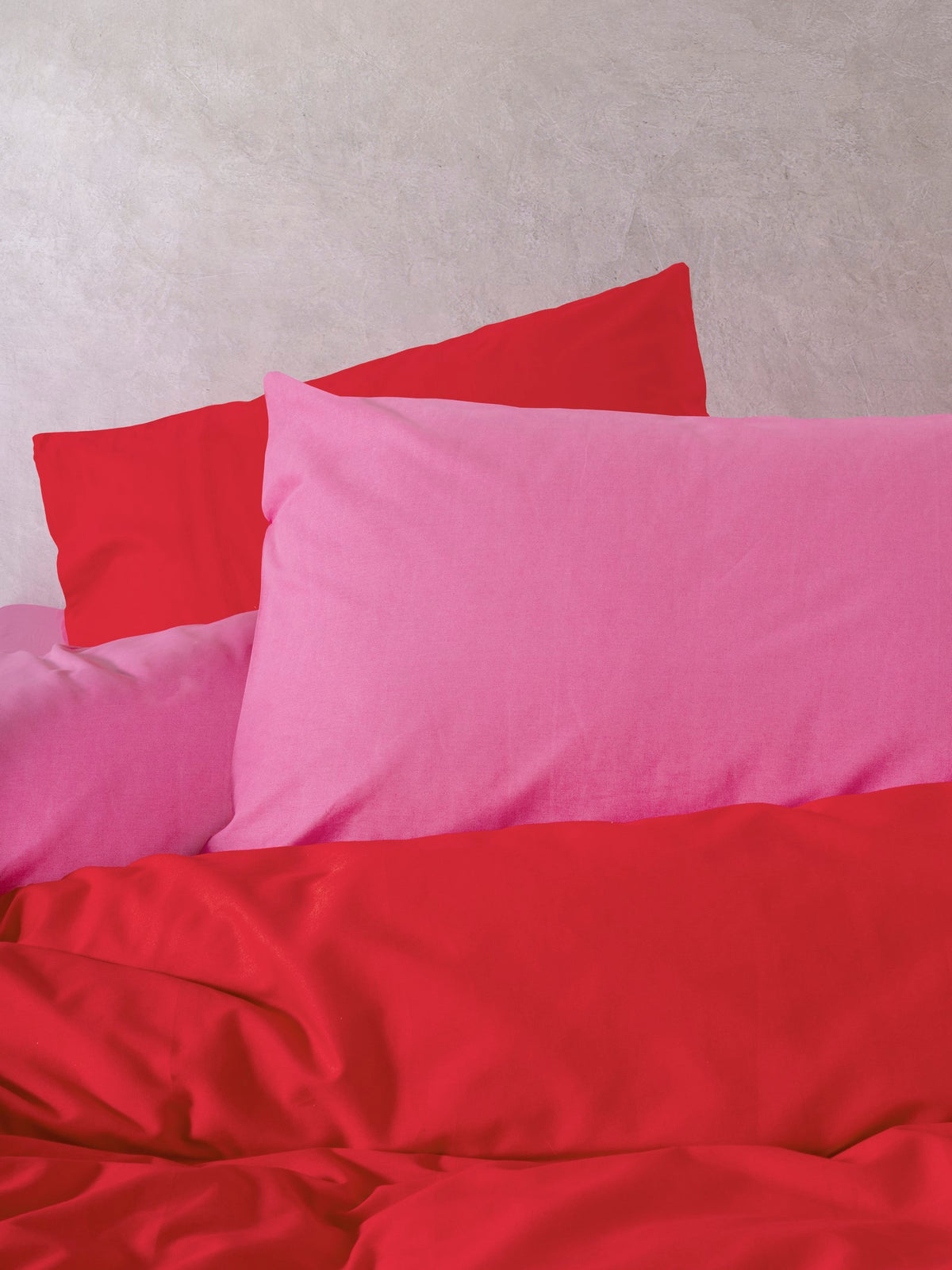 Cozy Home Popping Colors Single Duvet Cover Set with Elastic Sheets Sage Red-Fuchsia