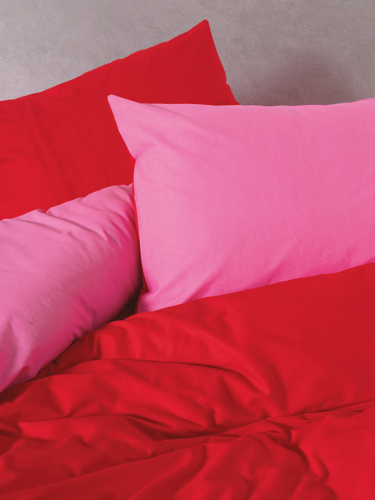 Cozy Home Popping Colors Single Duvet Cover Set with Elastic Sheets Sage Red-Fuchsia