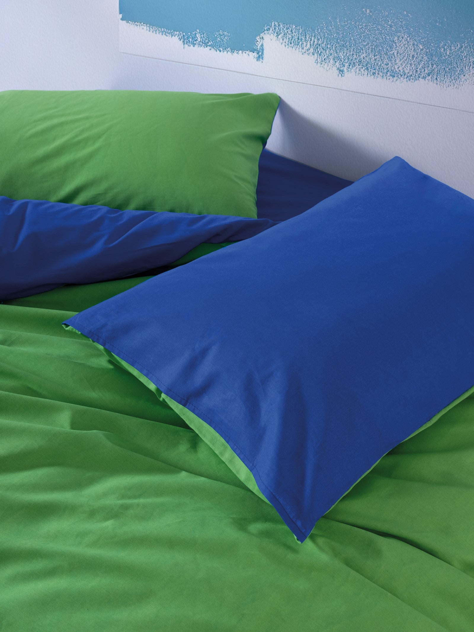 Cozy Home Popping Colors Tek Kişilik Lastikli Çarşaflı Nevresim Takımı Sage Yeşil-Mavi