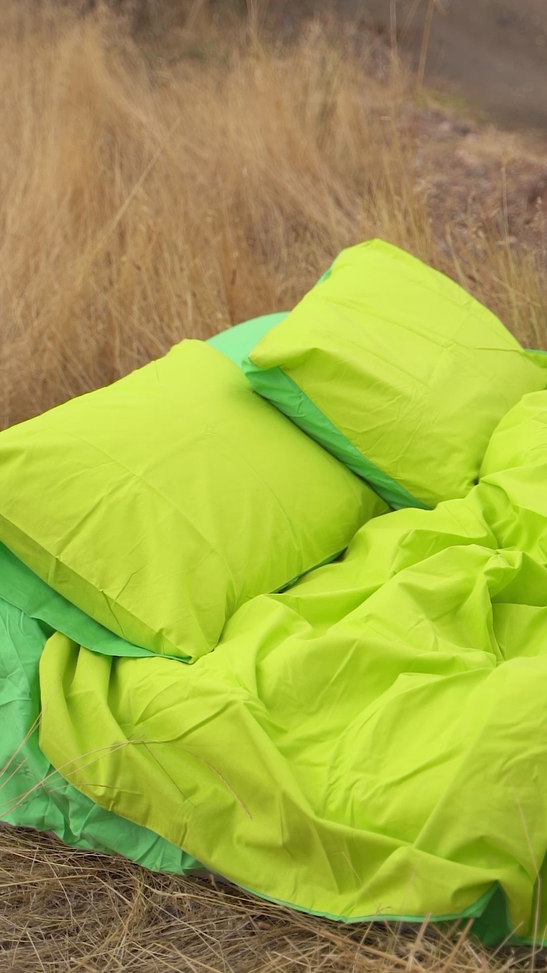 Cozy Home Popping Colors Çift Kişilik Lastikli Çarşaflı Nevresim Takımı Sage Sarı-Yeşil