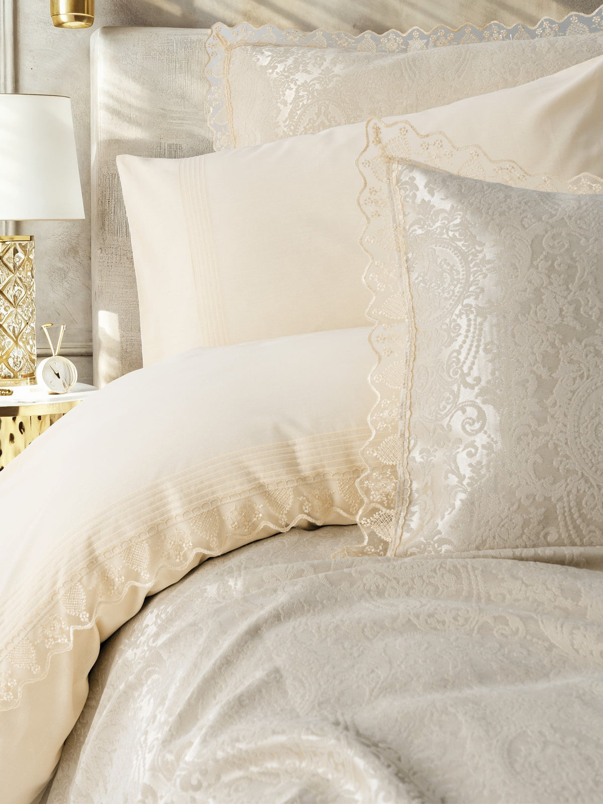 Cotton Box Chi Chi Double Pique Duvet Cover Set Velora Cappuccino