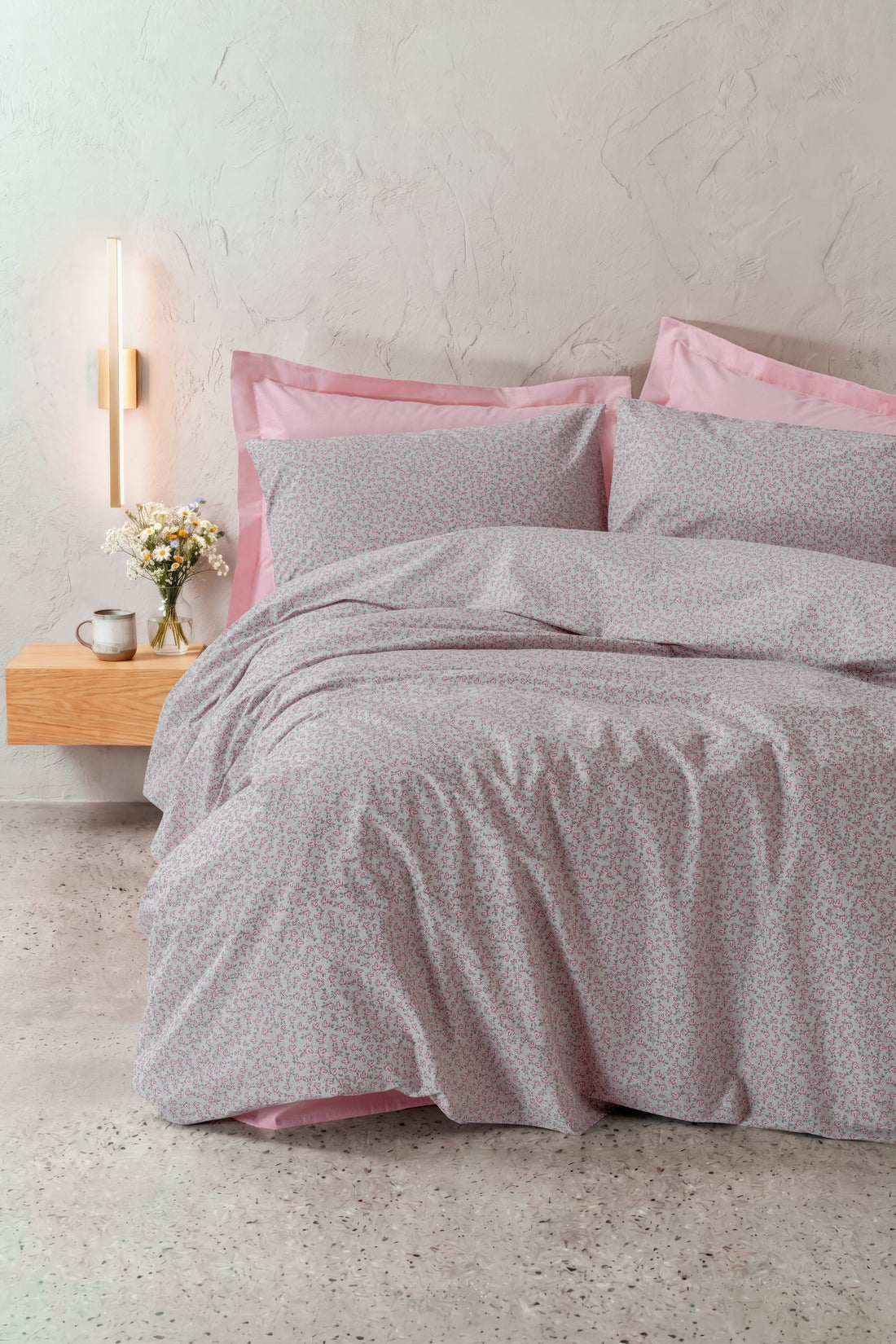 Cotton Box Petite Duvet Cover Set with Fitted Sheet Otis Pink - Double