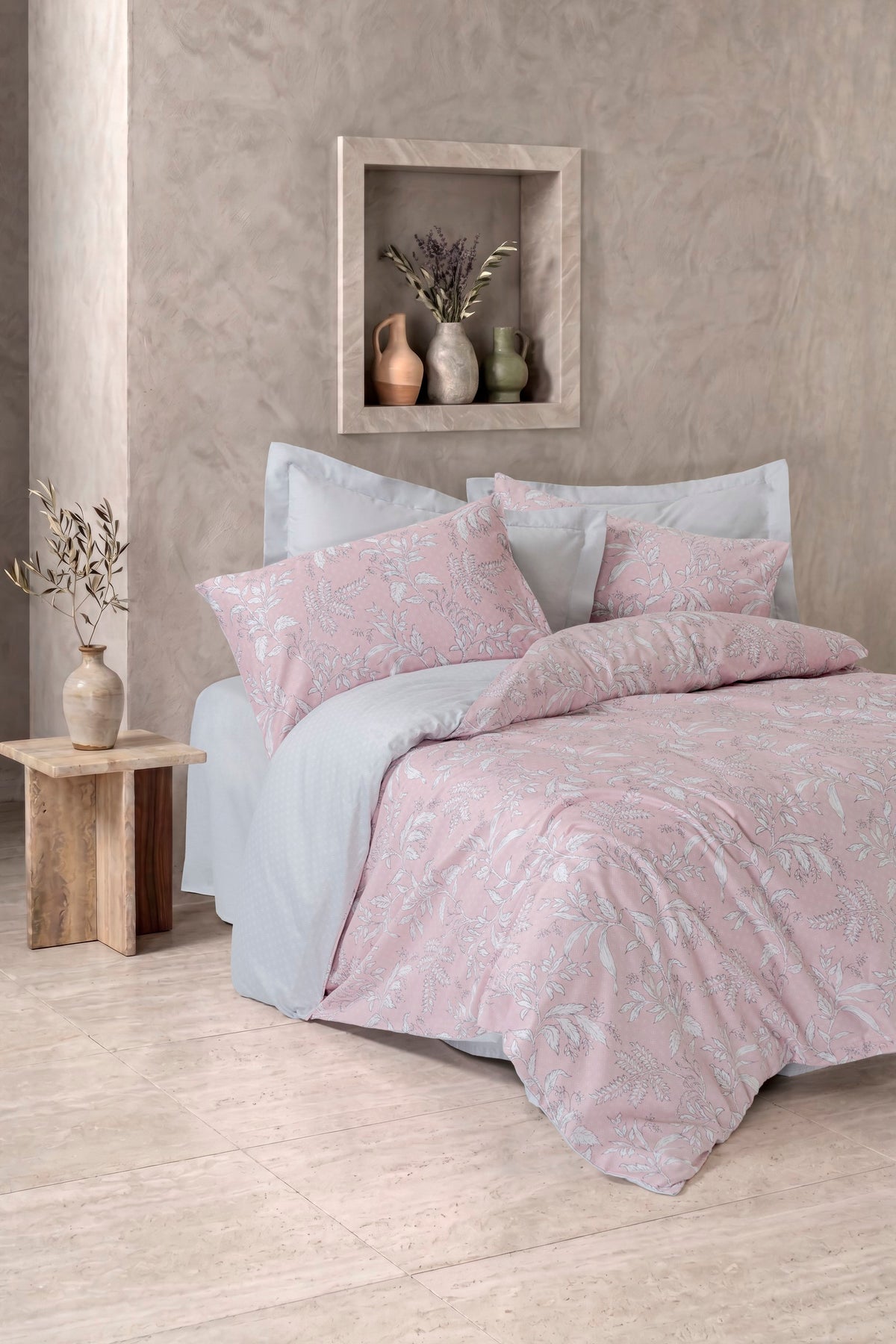 Cotton Box Saten Çift Kişilik Nevresim Takımı Hollis Gri
