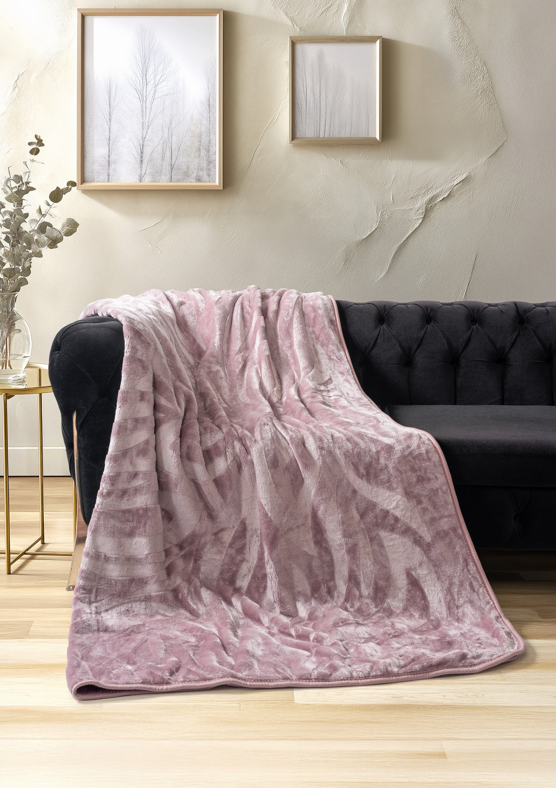 Cotton Box Emboss Double Blanket Dusty Rose