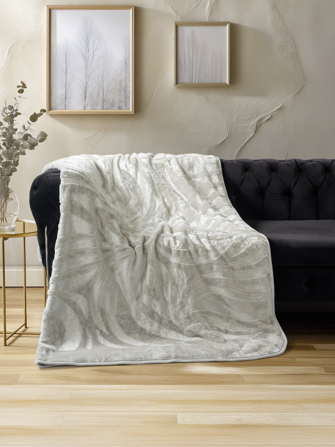 Cotton Box Emboss Double Blanket Stone