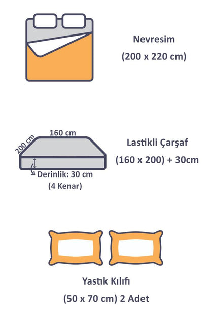 Casa Carina Ranforce Çift Kişilik Lastikli Çarşaflı Nevresim Takımı Ekose Bej