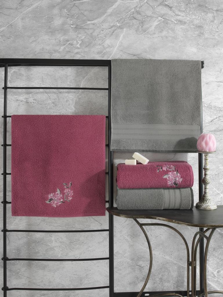 Комплект полотенец для хаммама Cotton Box из 100% хлопка, цвет: серо-розовый
