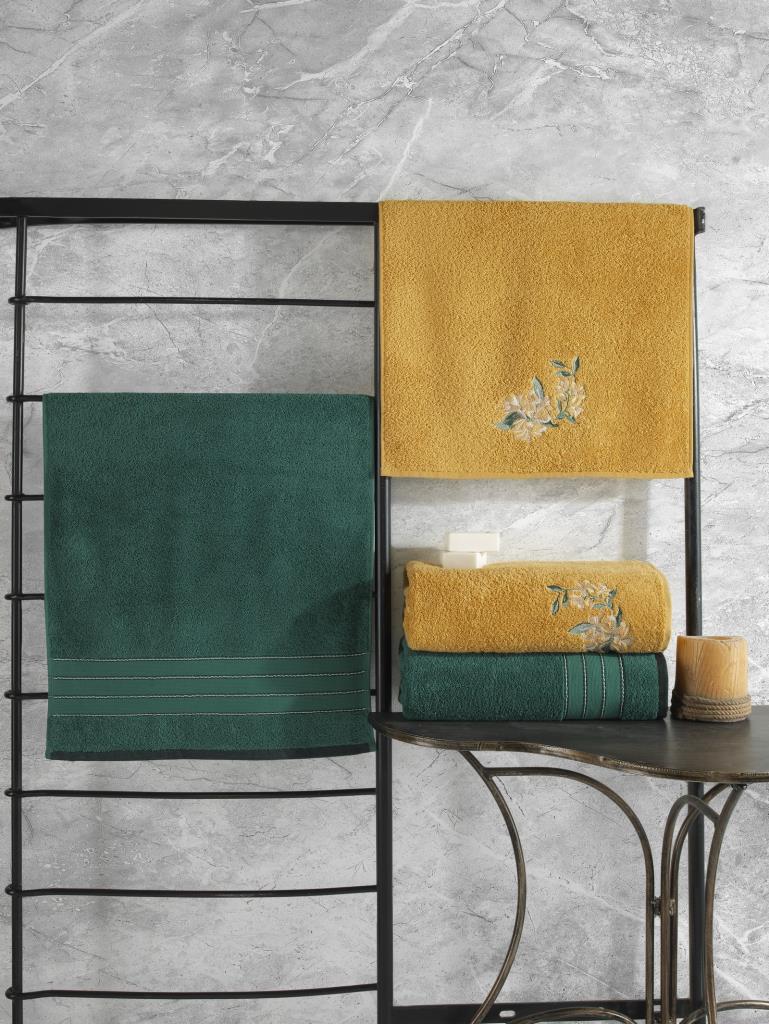 Комплект полотенец для хаммама Cotton Box из 100% хлопка, цвет: зеленый-желтый