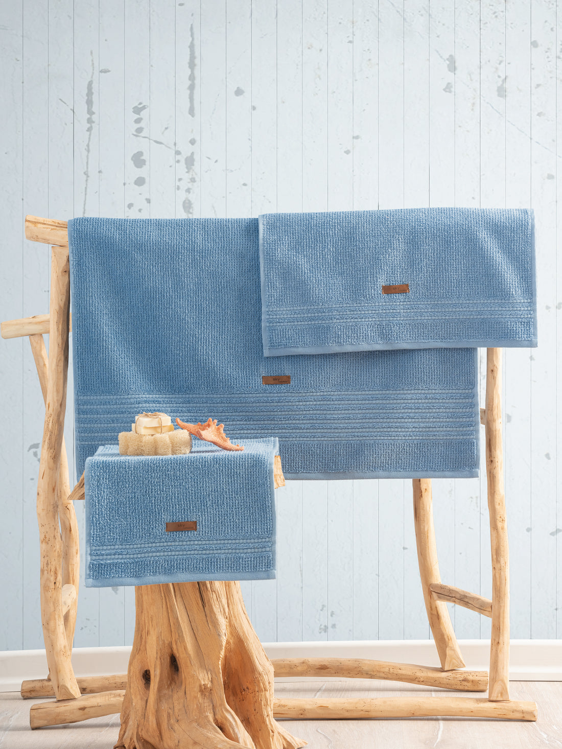 Cotton Box 100% Cotton Wellness Towel Set Sky Blue