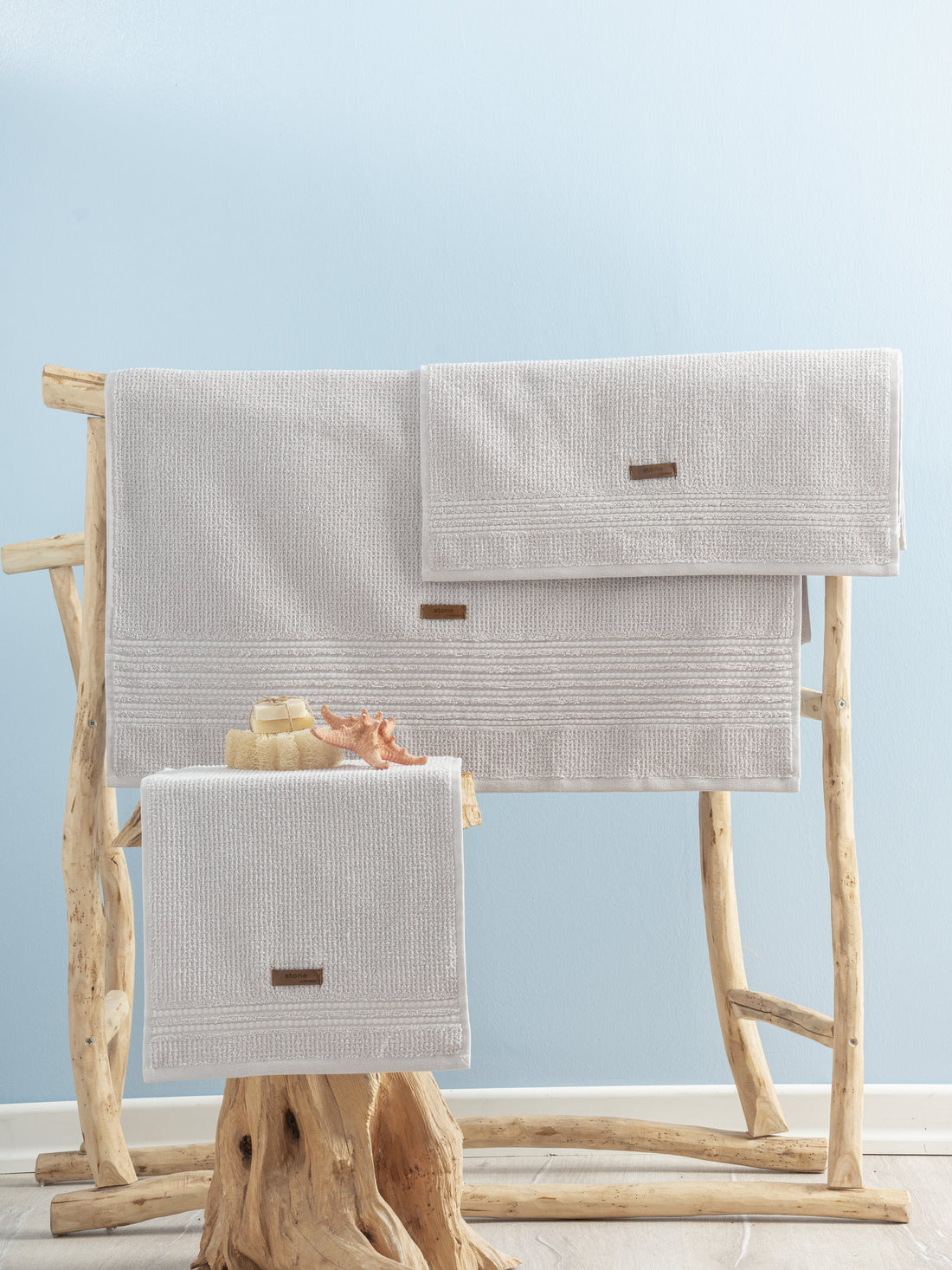 Cotton Box 100% Cotton Wellness Towel Set Stone Gray