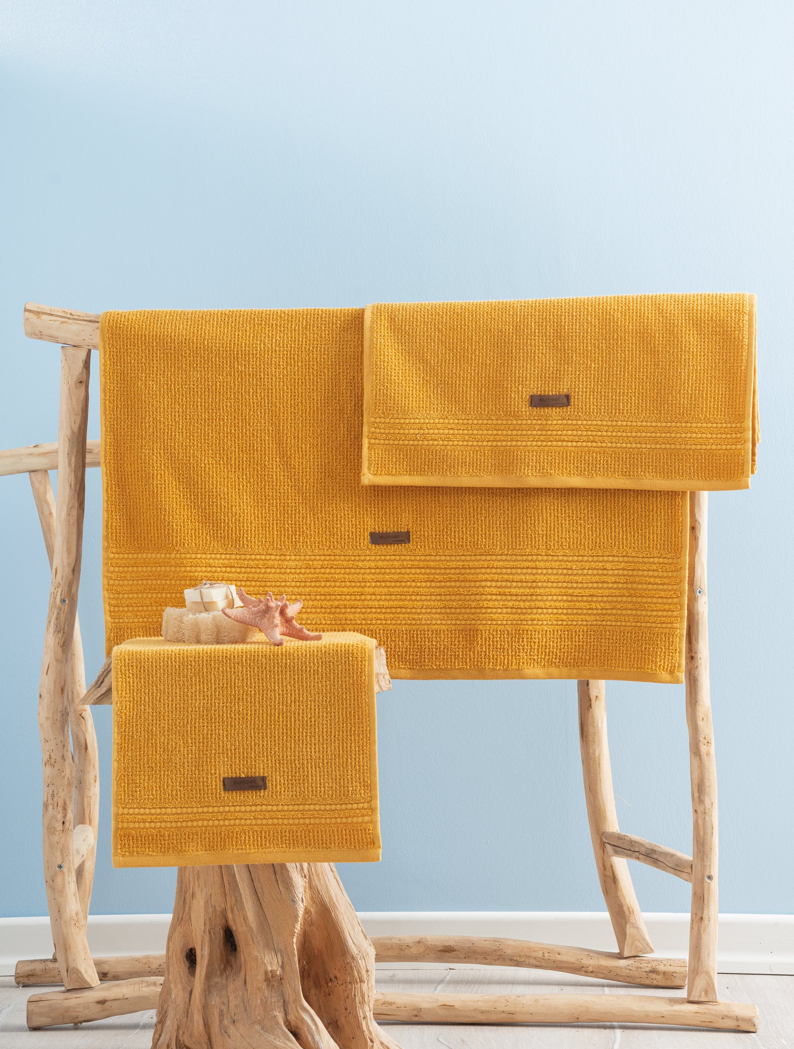Набор полотенец Cotton Box Wellness из 100% хлопка, цвет "желтый закат"