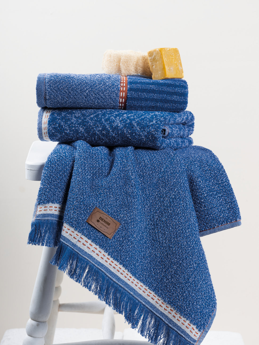 Cotton Box 3-Piece Jacquard Towel Set Denim Blue 50x90