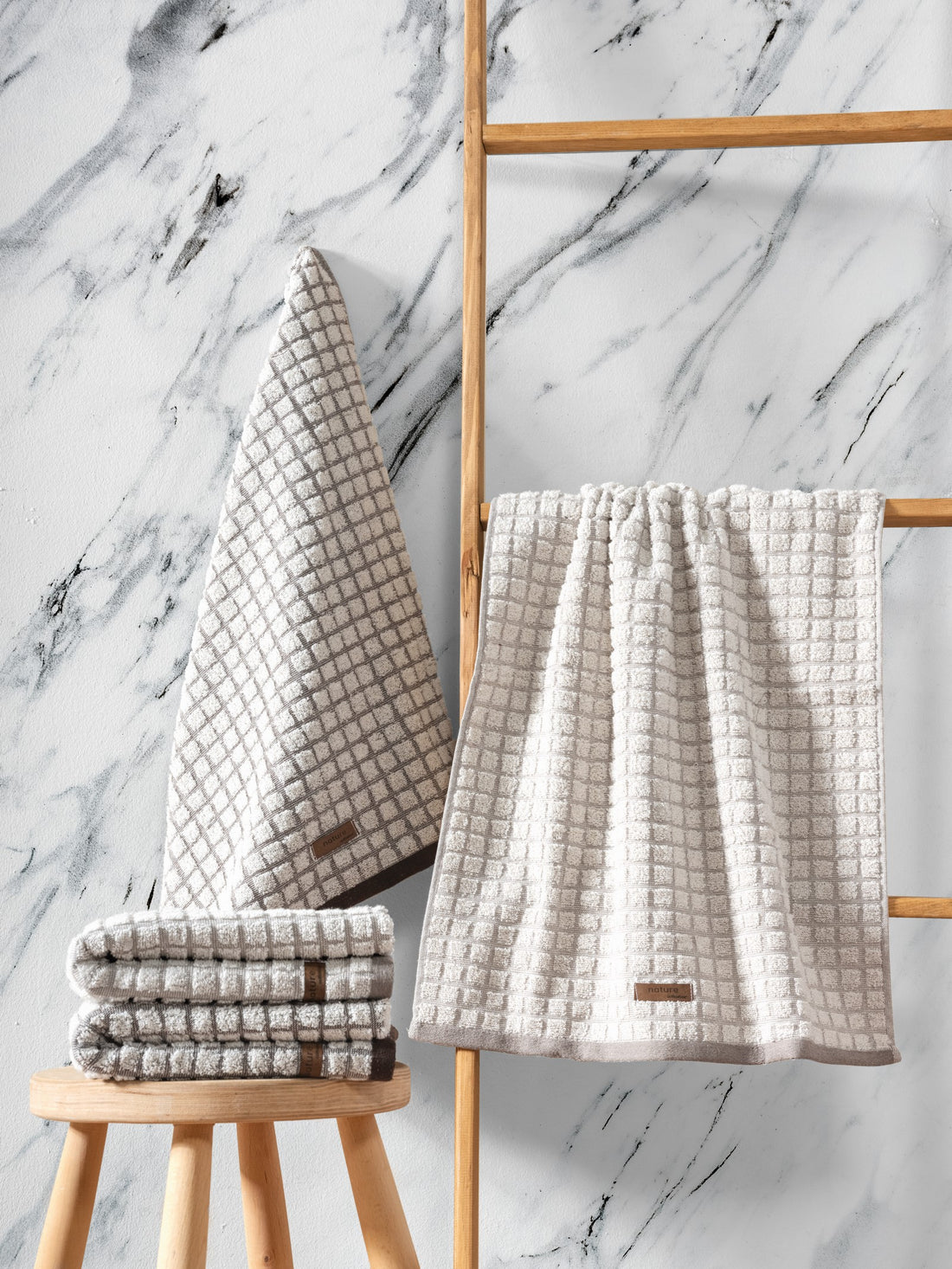 Cotton Box 4-Piece Jacquard Towel Set Nature Brown-Beige 50x90