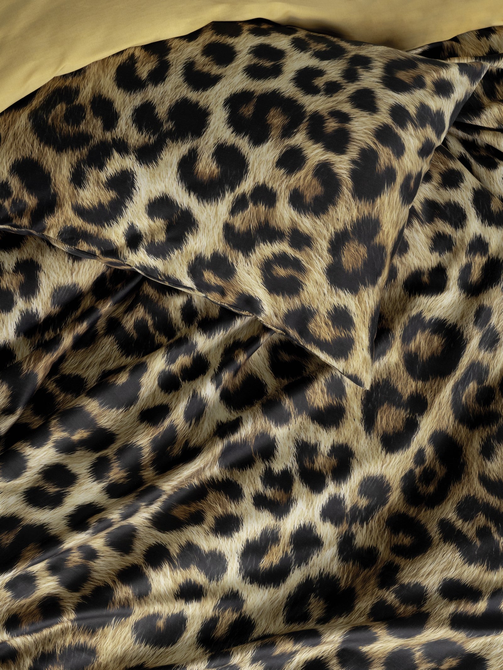 Cotton Box 5D Silky Tensel Saten Çift Kişilik Nevresim Takımı Leopar Gold