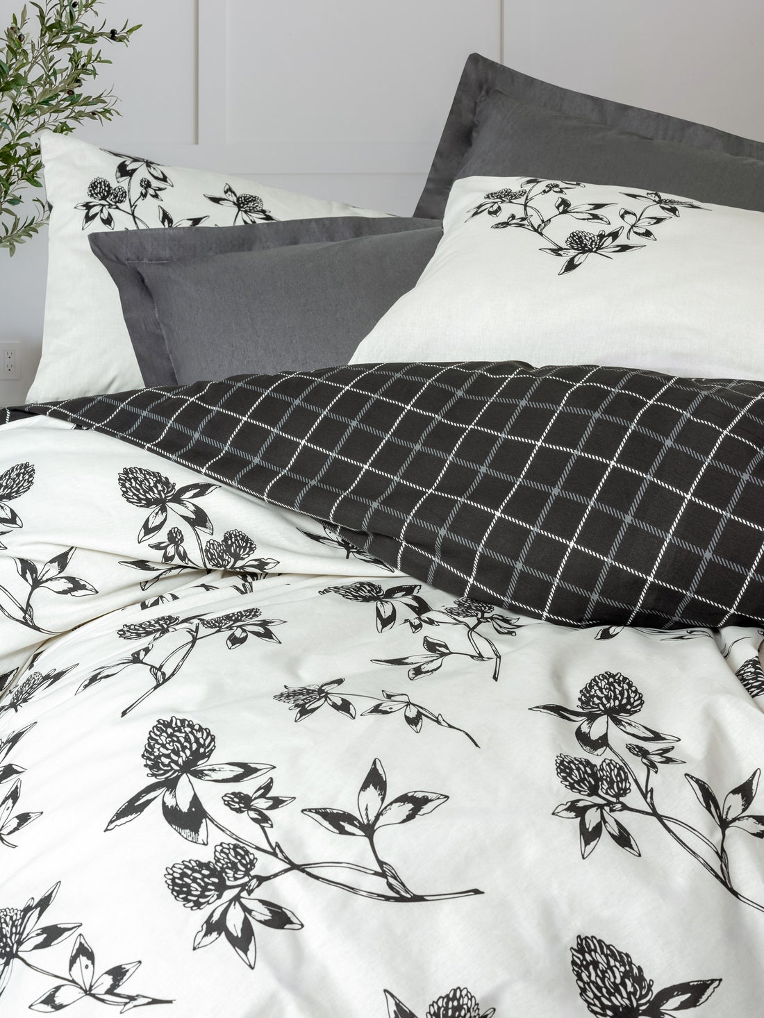 Cotton Box Balance Ranforce Double Duvet Cover Set Ohia Anthracite