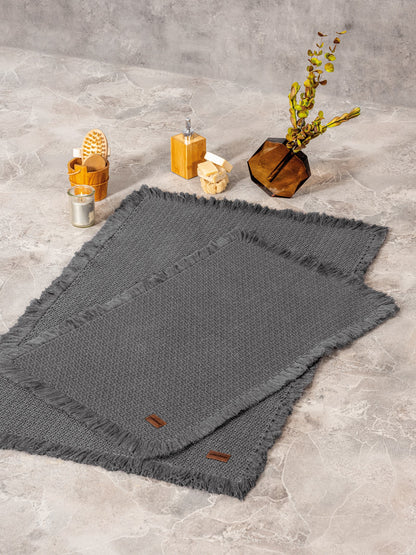 Cotton Box Bath Rug Set Anthracite 75x125 60x90