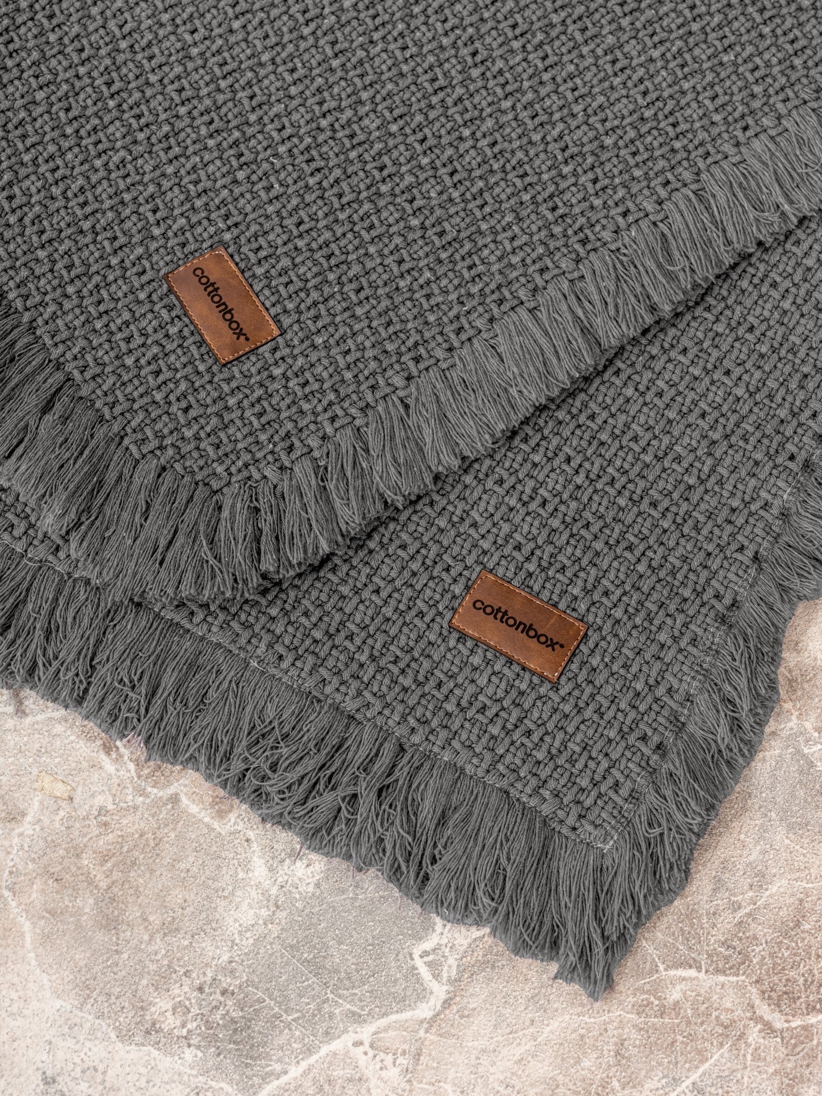 Cotton Box Bath Rug Set Anthracite 75x125 60x90