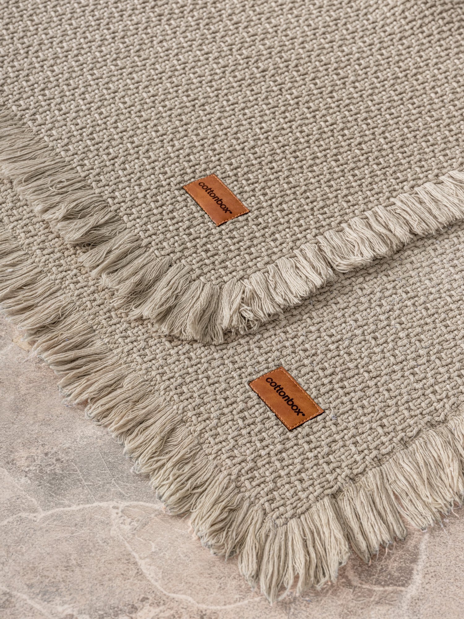 Cotton Box Bath Rug Set Beige 75x125 60x90