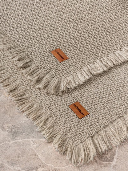 Cotton Box Bath Rug Set Bej 75x125 60x90