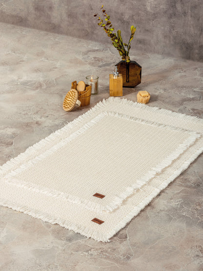 Cotton Box Bath Rug Set Cream 75x125 60x90