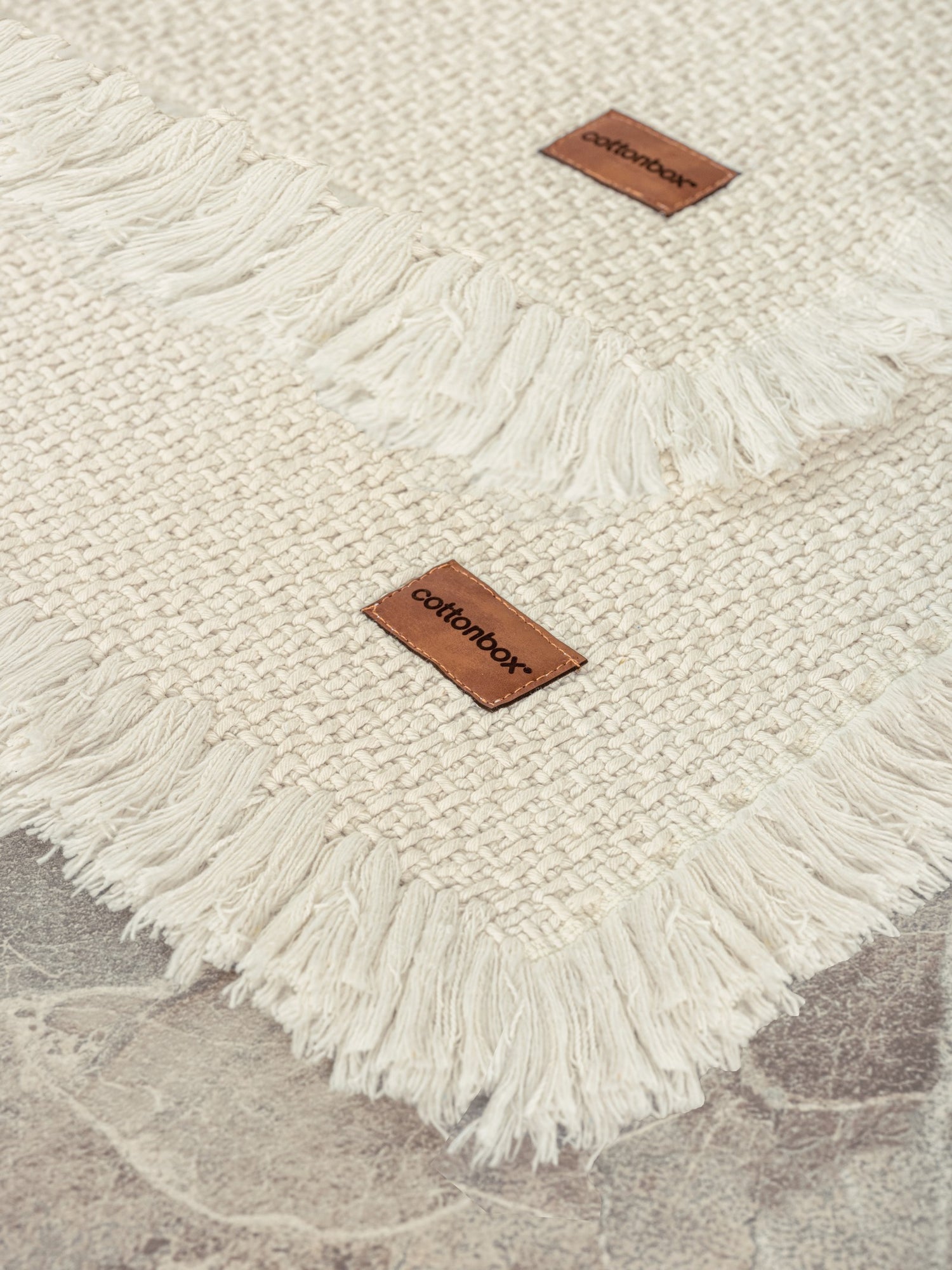 Cotton Box Bath Rug Set Cream 75x125 60x90