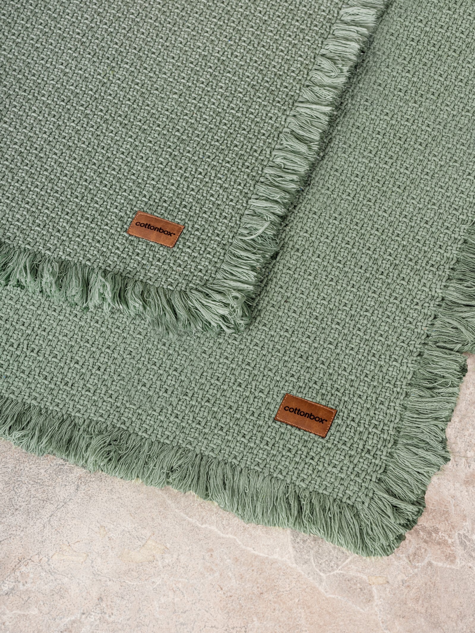 Cotton Box Bath Rug Set Yeşil 75x125 60x90