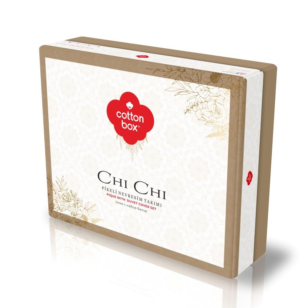 Cotton Box Chi Chi Çift Kişilik Pikeli Nevresim Takımı Elegance Pudra